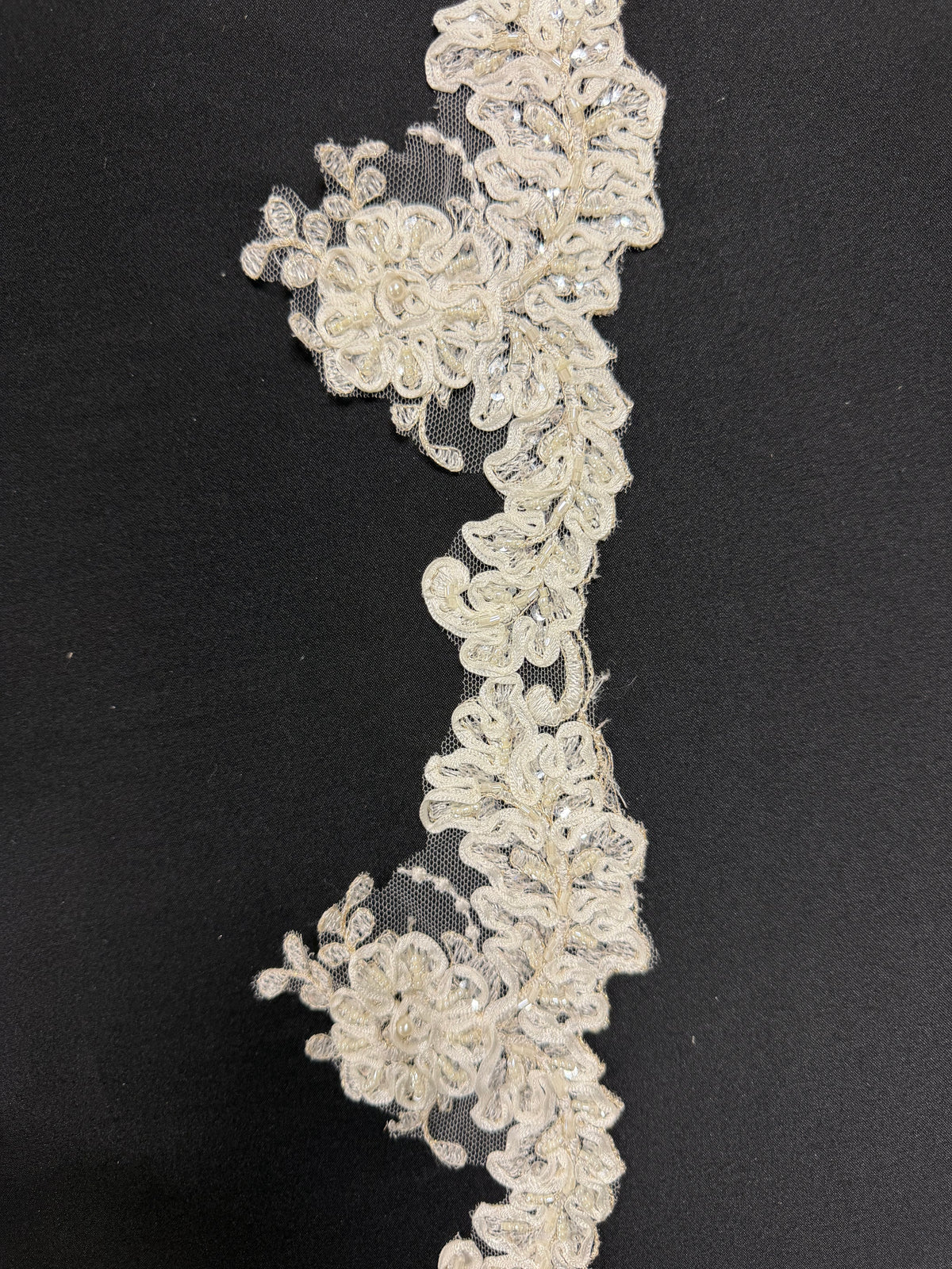 Ivory Ribbon and Bead Lace Trim - T272