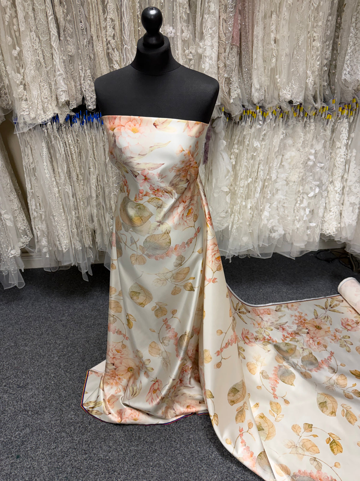 Ivory/Multi Printed Satin - PR1003