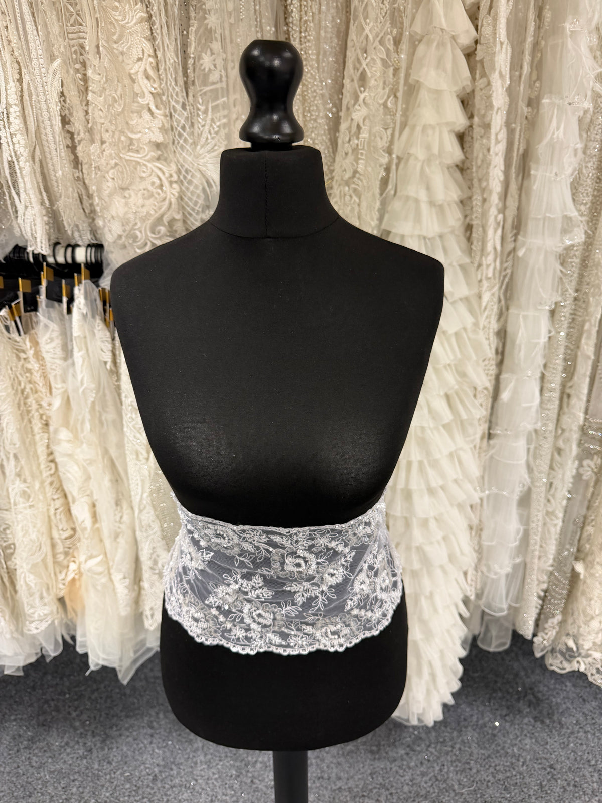 White Bead and Sequin Embellished Lace Trim - T277