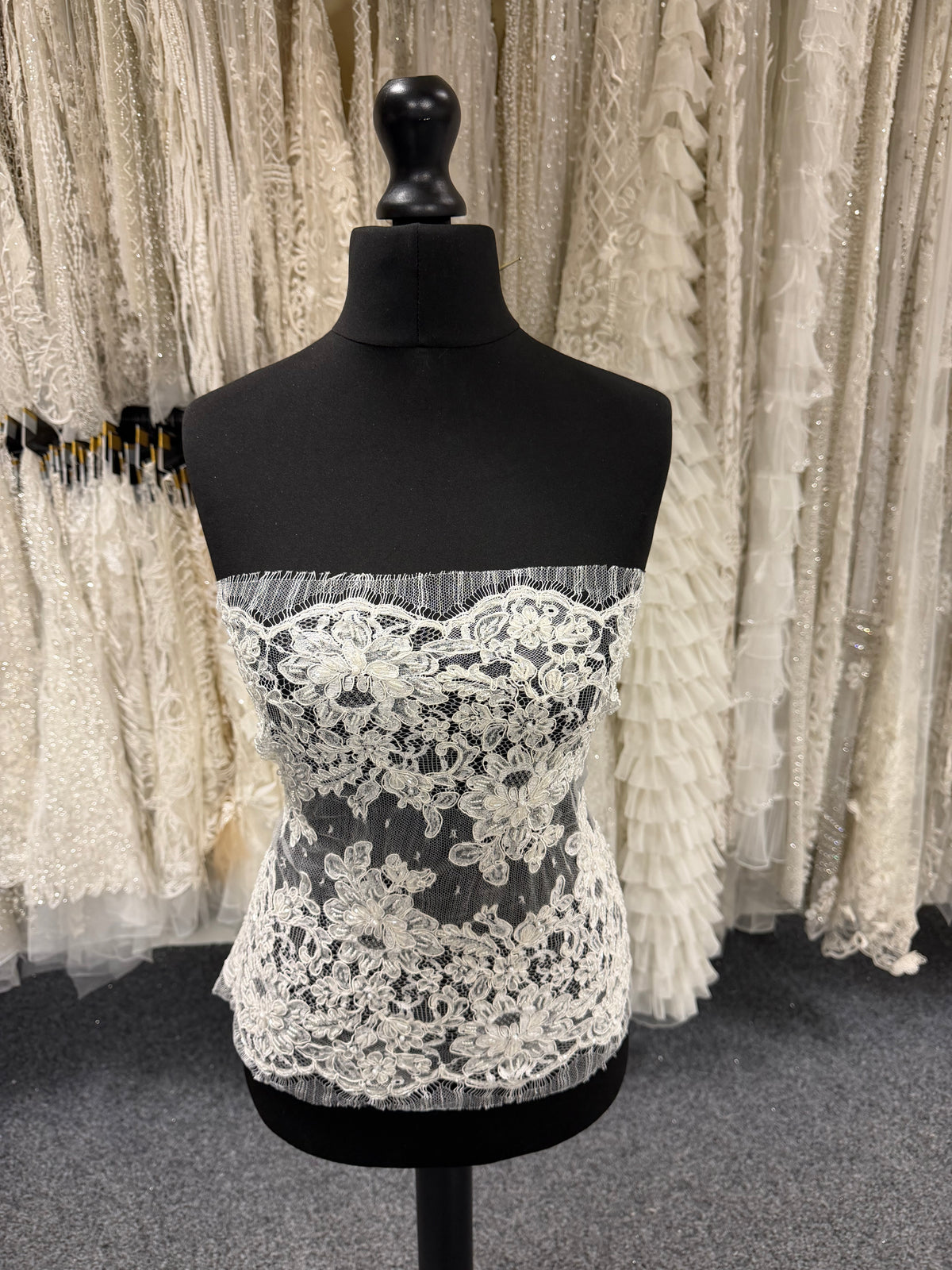 Ivory Corded and Beaded French Lace - P251