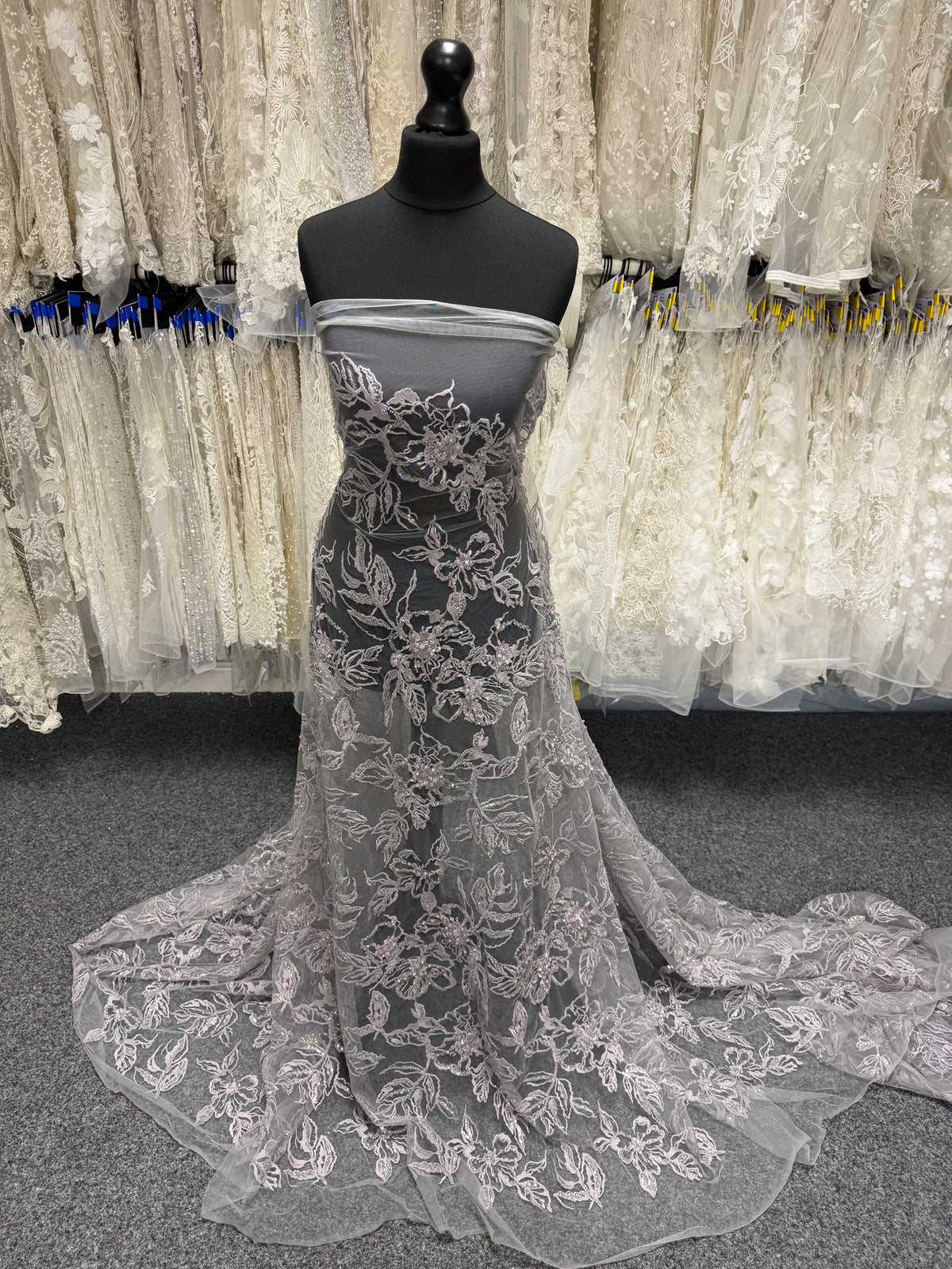 Lavender Embroidered Beaded Tulle - EB1100