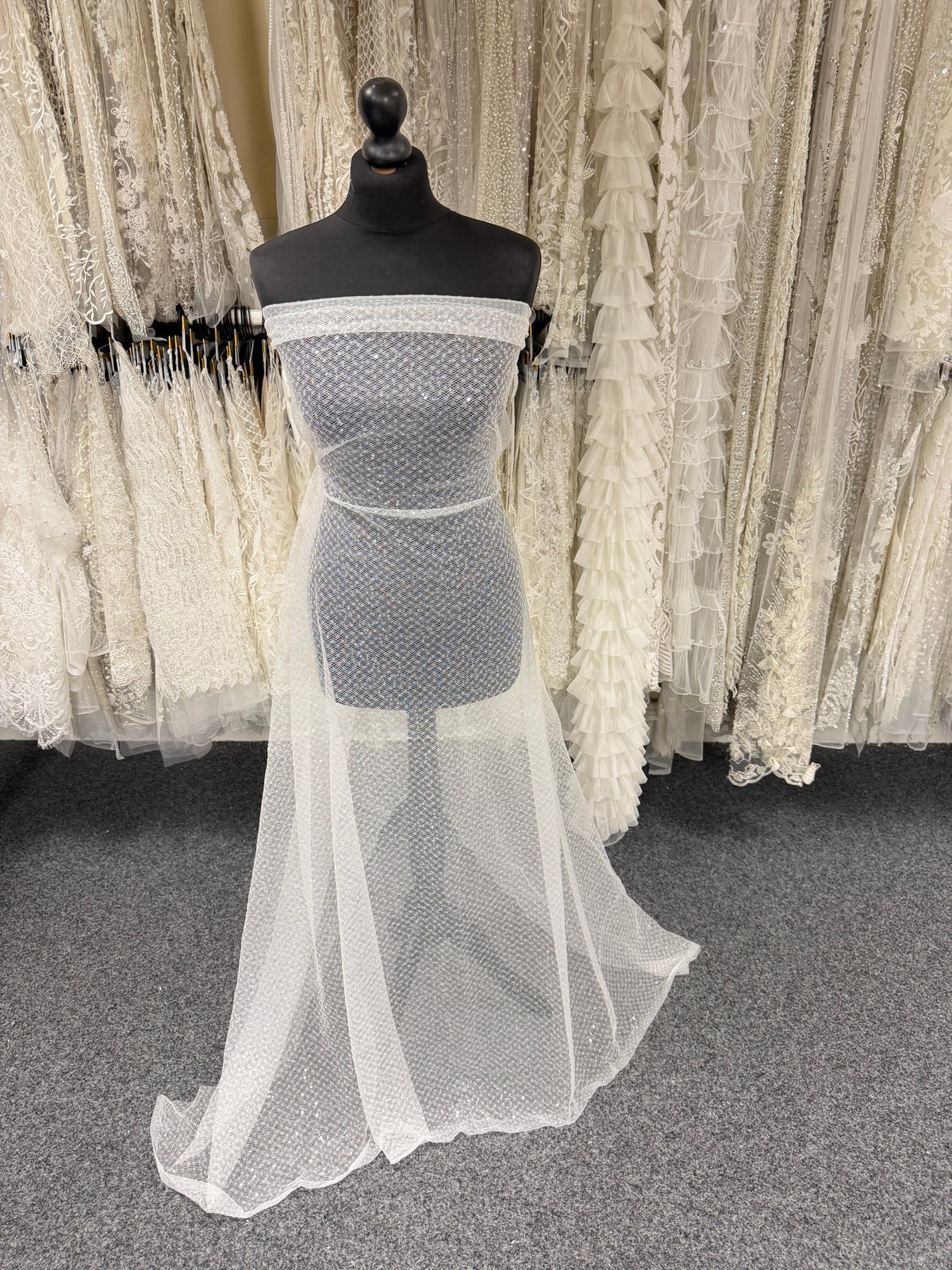 Ivory Sequin Raschel Lace - EB3046