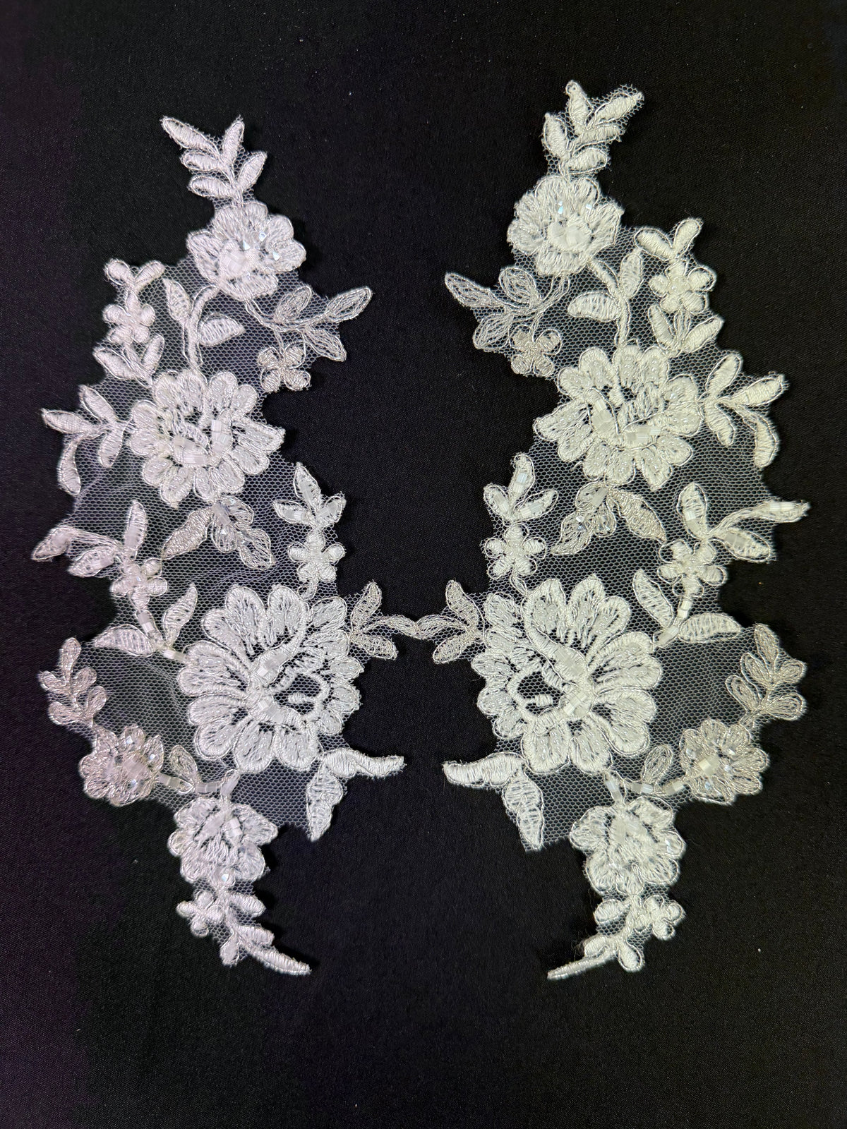 Ivory Beaded Lace Appliques - T63