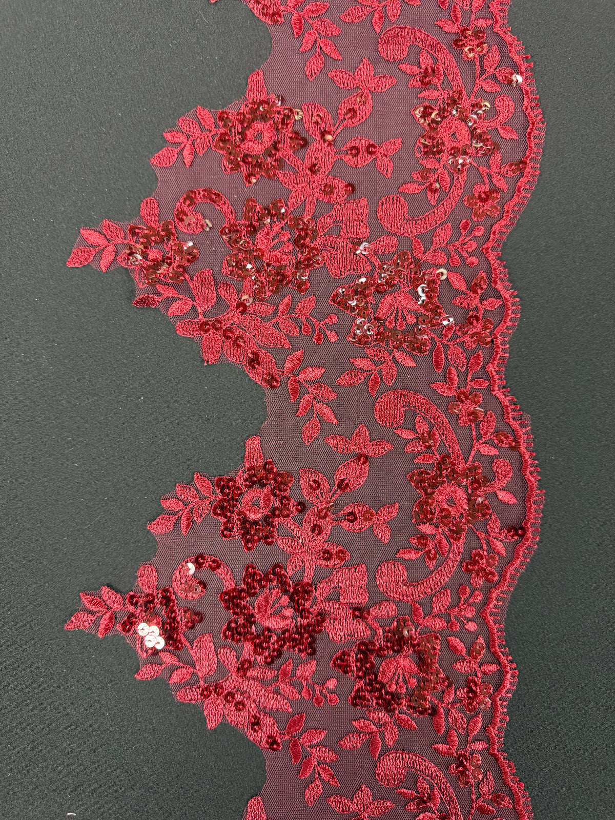 Wine Sequin Edging - T661