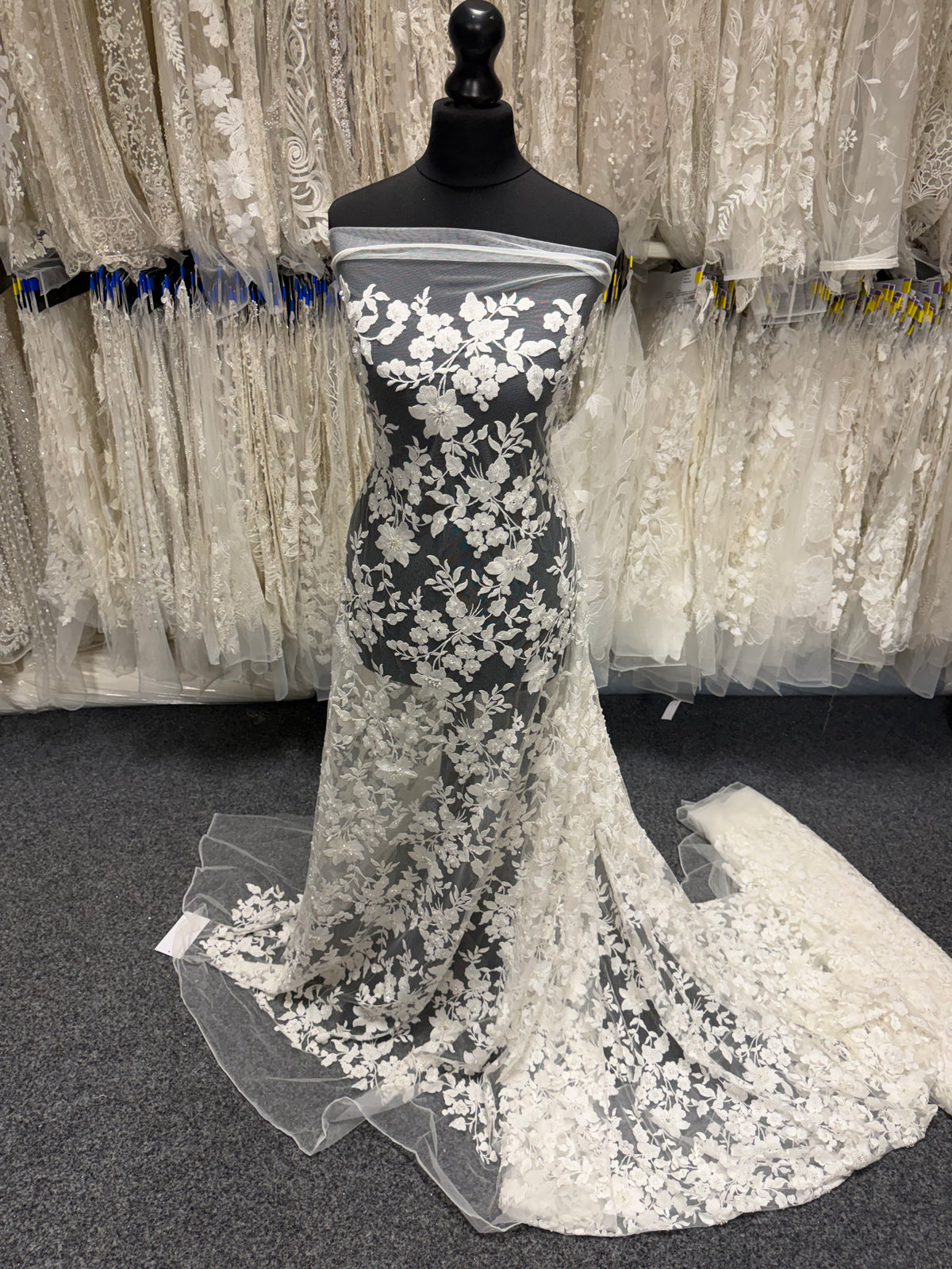 Ivory Embroidered Beaded Tulle - EB1083