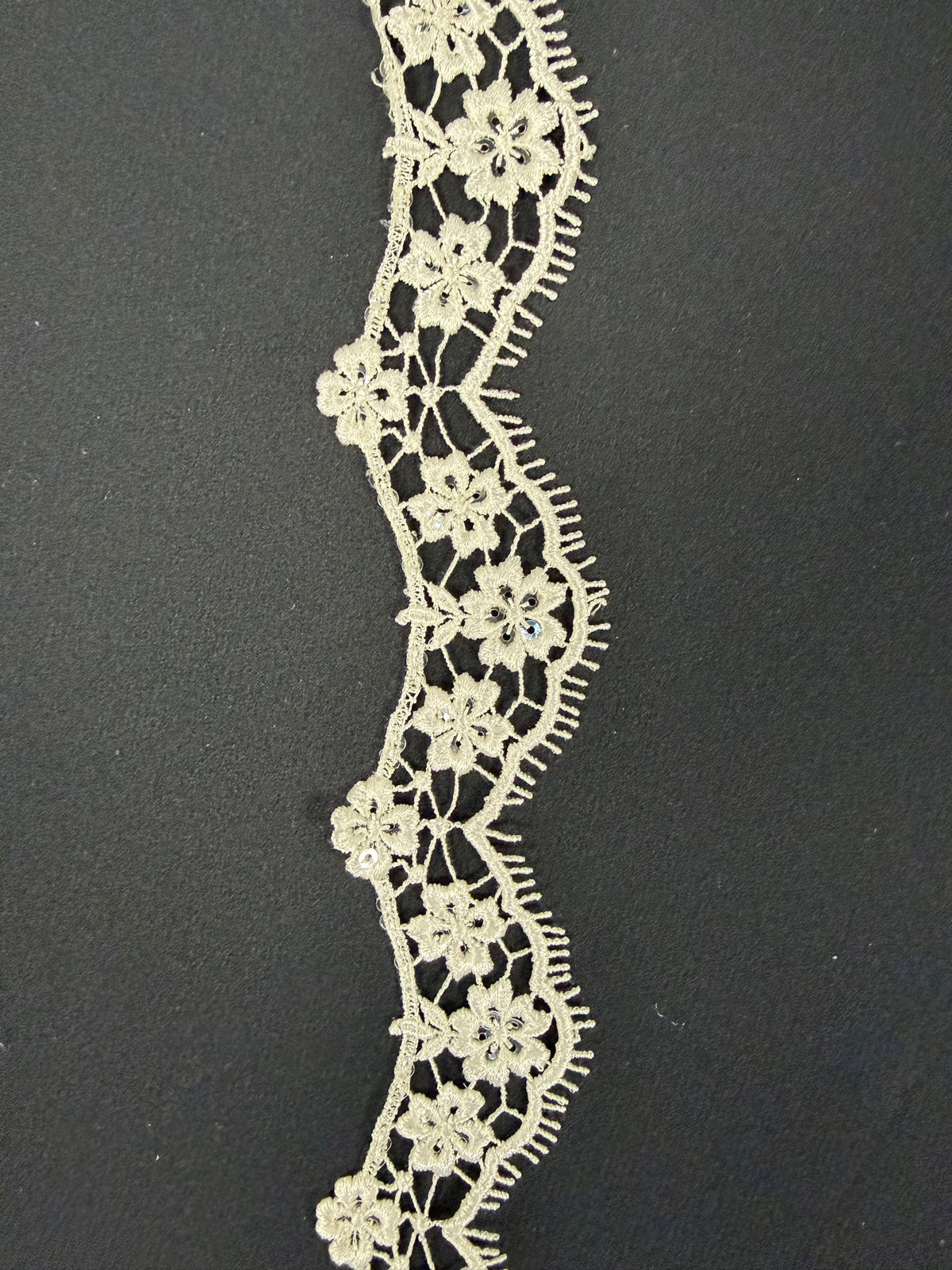 Ivory Sequin Guipure Edging - T433