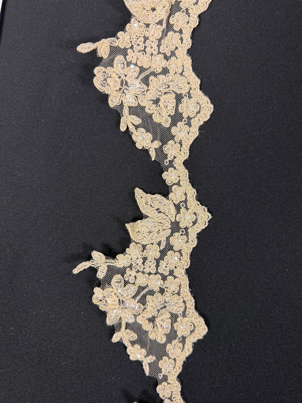 Champagne/Silver Corded Beaded Sequin Edging - T204
