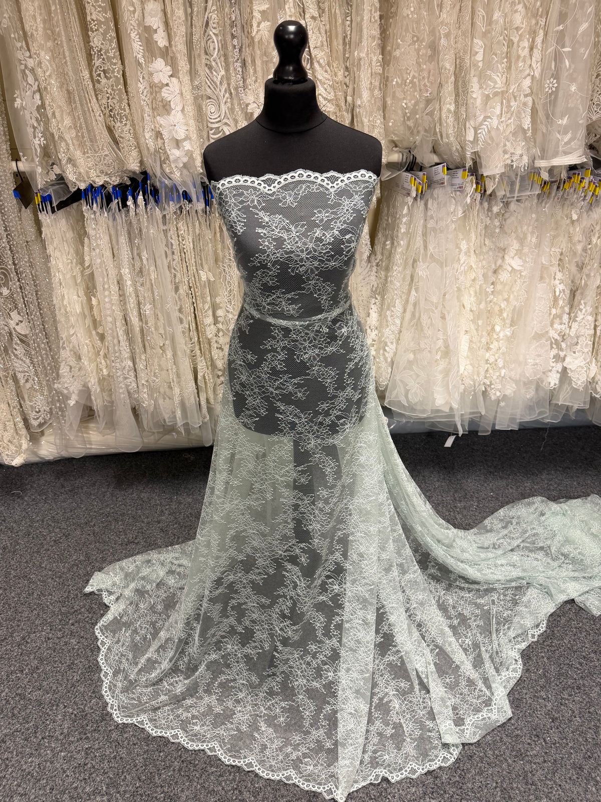 Duck Egg Blue Raschel Lace - Rome