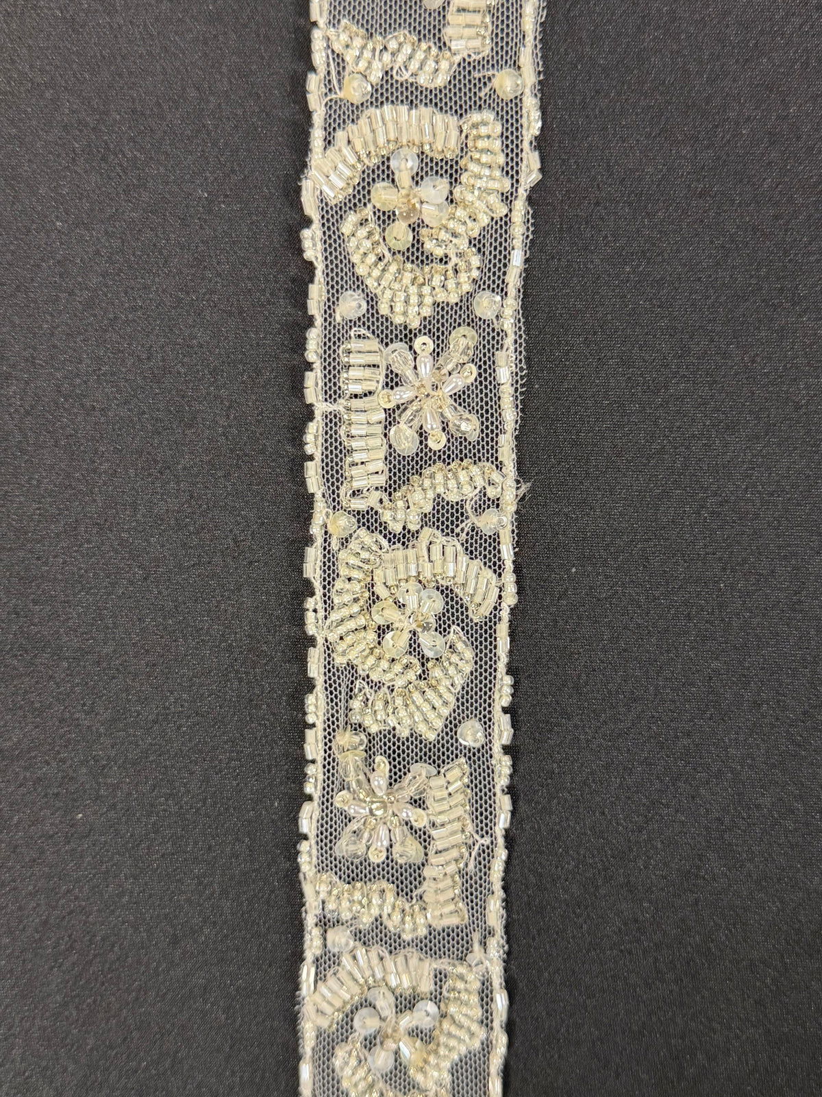 Ivory Beaded Lace Trim - T164