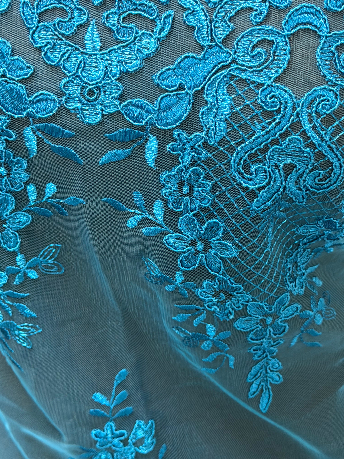 Teal Corded Lace - LA7009