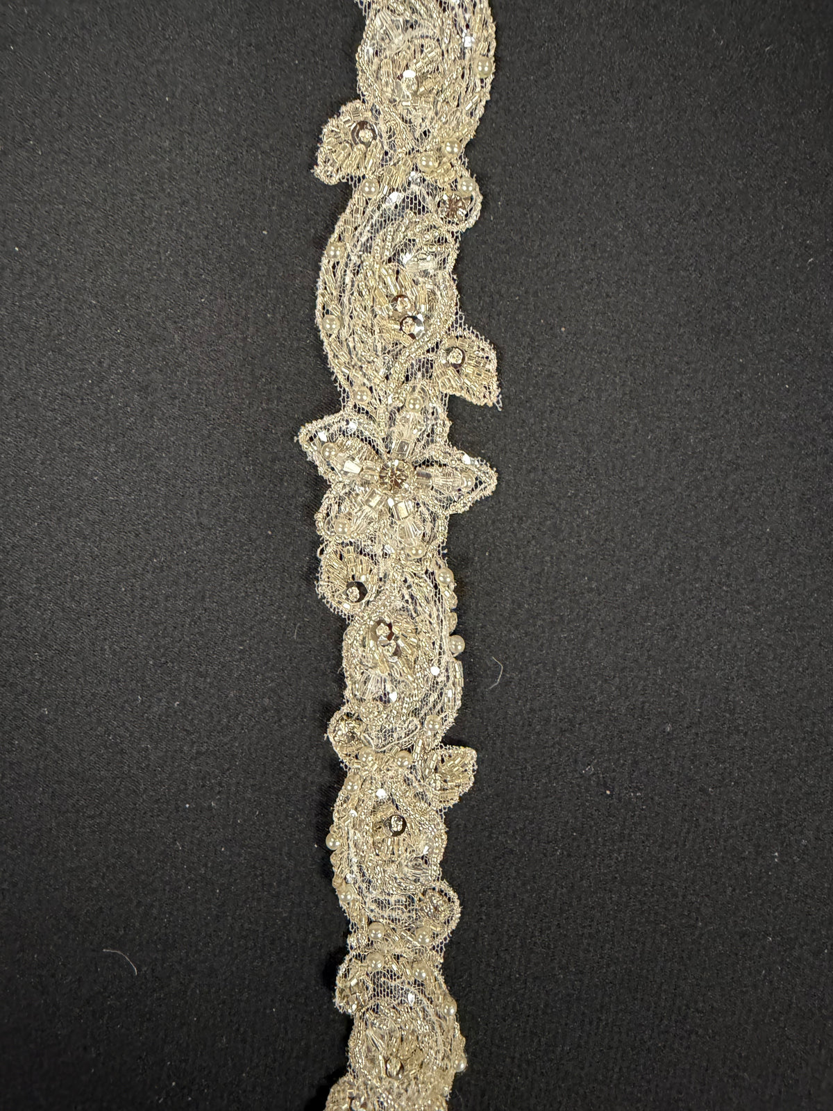 Crystal/Silver/Ivory Crystal Beaded Sequin Edging - T238