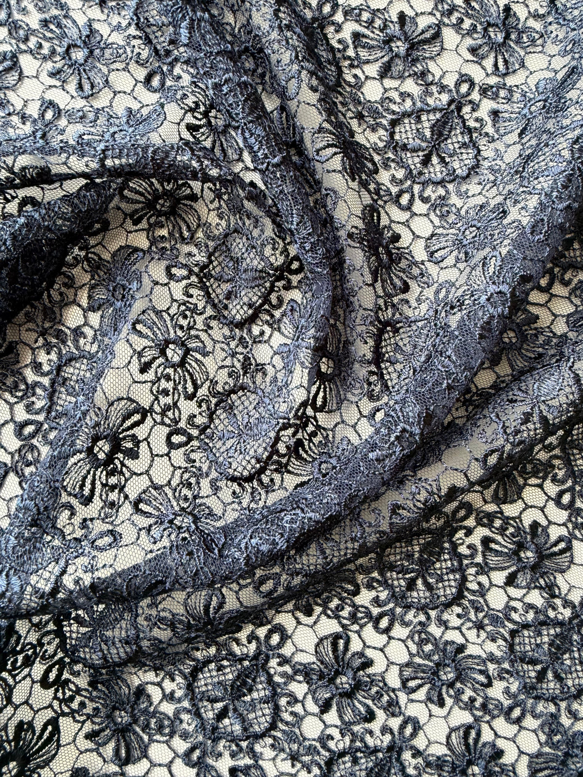 Navy Embroidered Lace - EB5010
