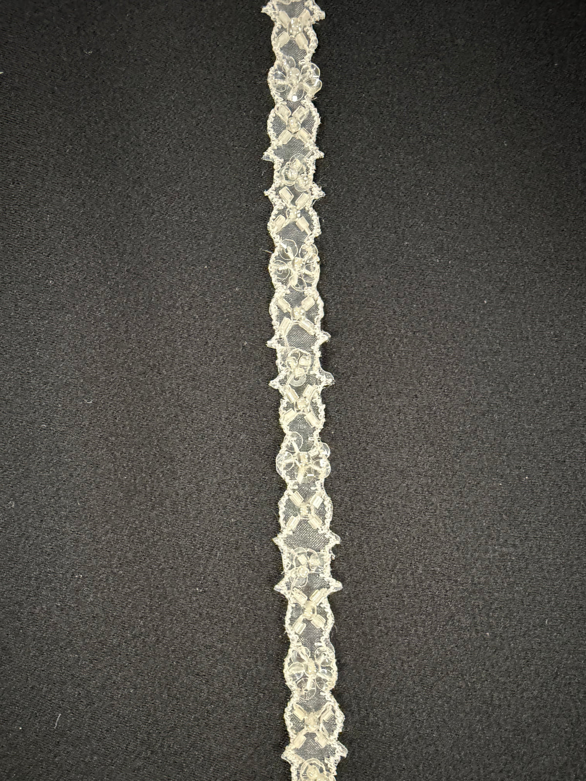 Pale Ivory Beaded Sequin Edging - T148