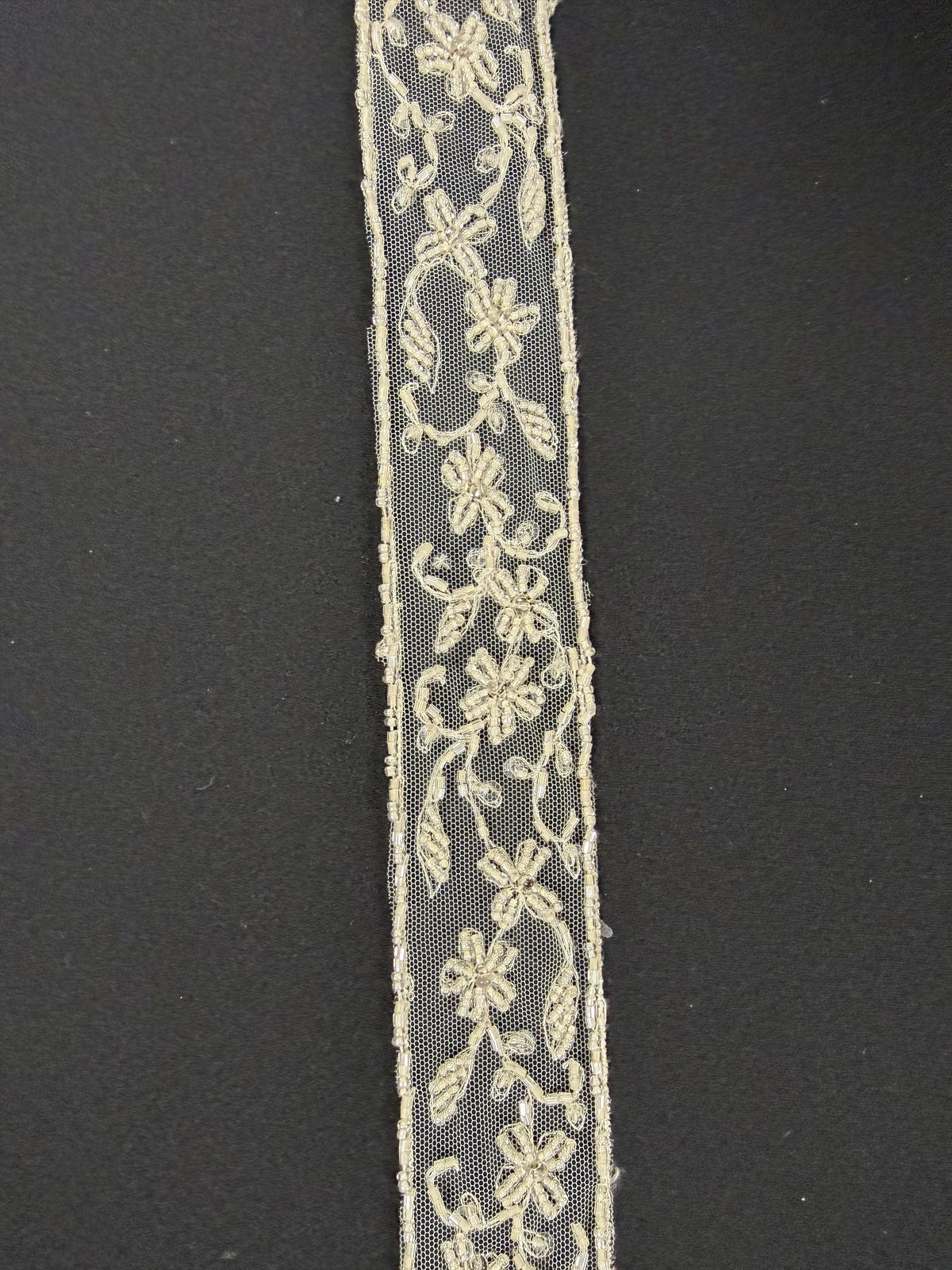 Ivory Beaded Sequin Edging - T169