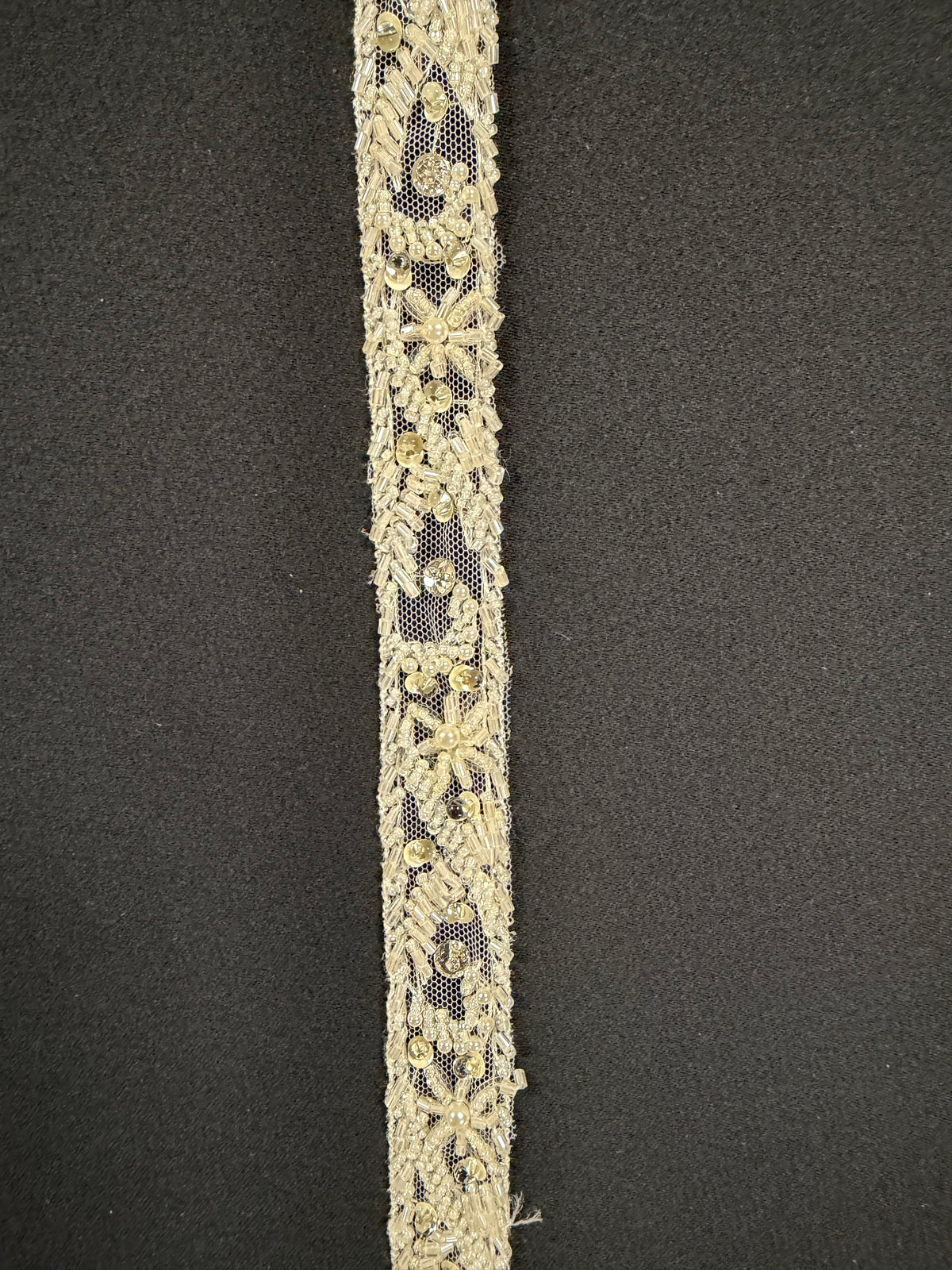 Ivory Beaded Sequin Edging - T165