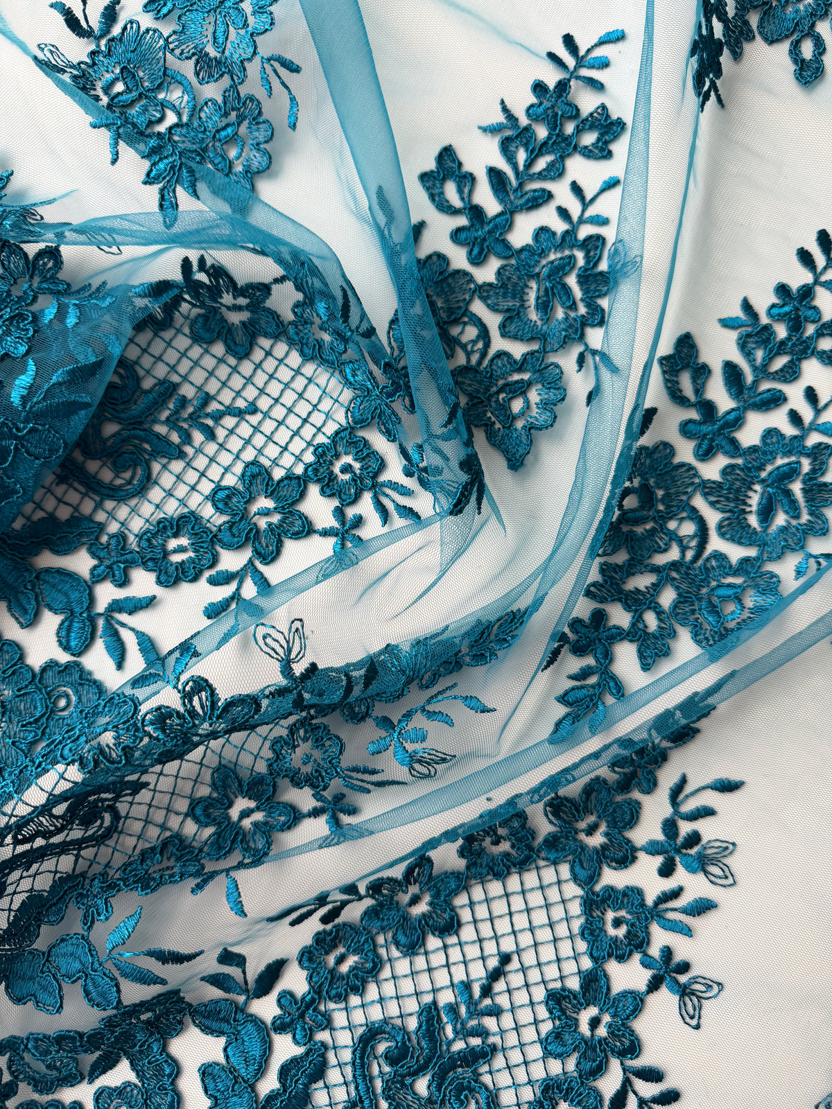 Teal Corded Lace - LA7009