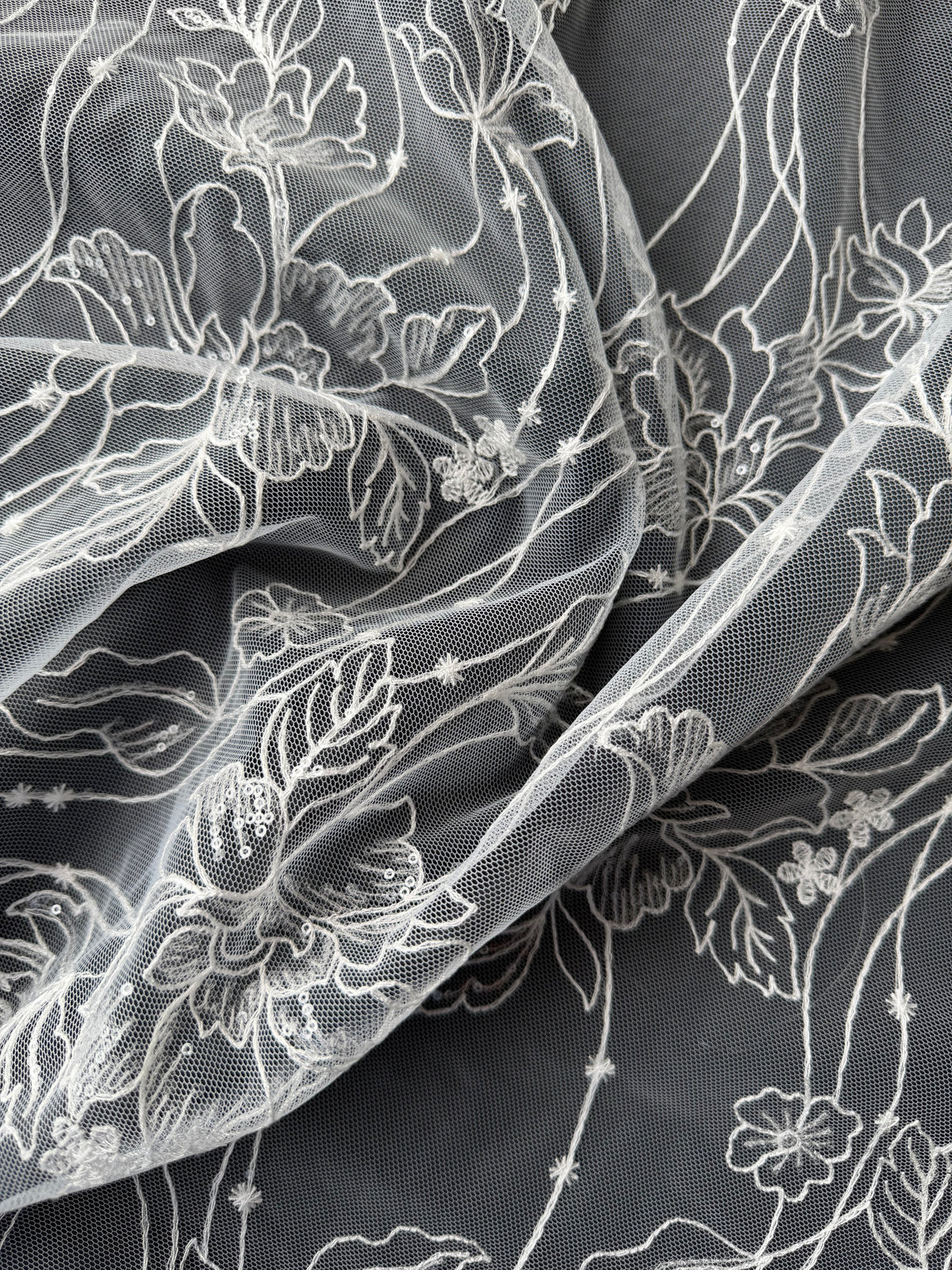 Ivory Sequin Embroidered Lace - Atley