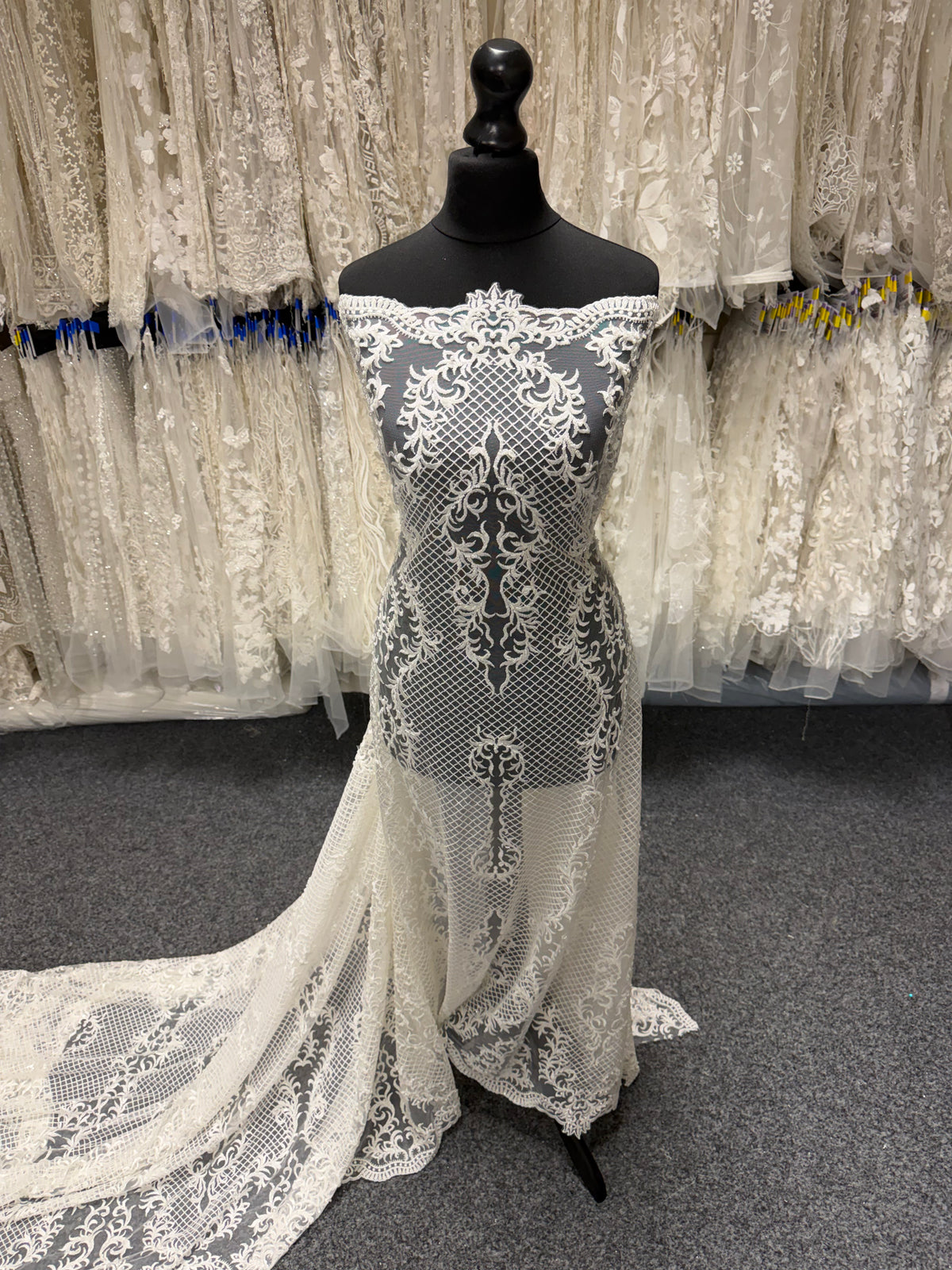 Ivory Embroidered Beaded Tulle - EB1020