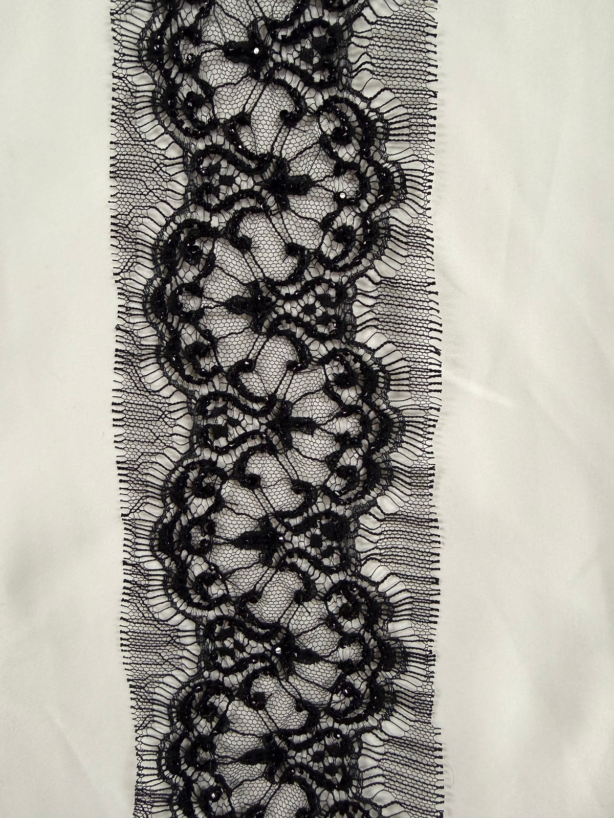 Black/Crystal Crystal Beaded French Chantilly Edging - T176