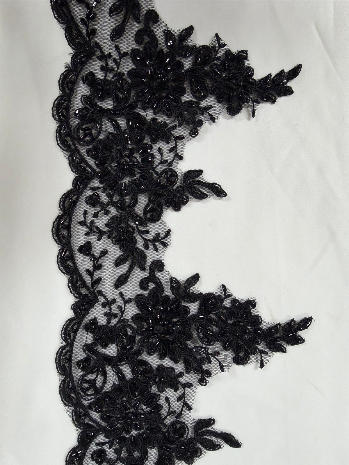 Black Corded Beaded Sequin Edging - T270