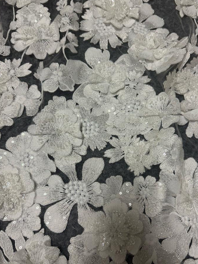 Ivory 3D Flower Lace - Arcadia