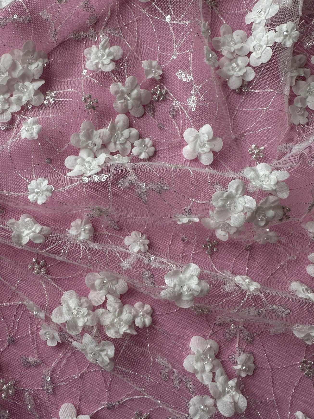 Ivory 3D Floral Lace - Scirocco