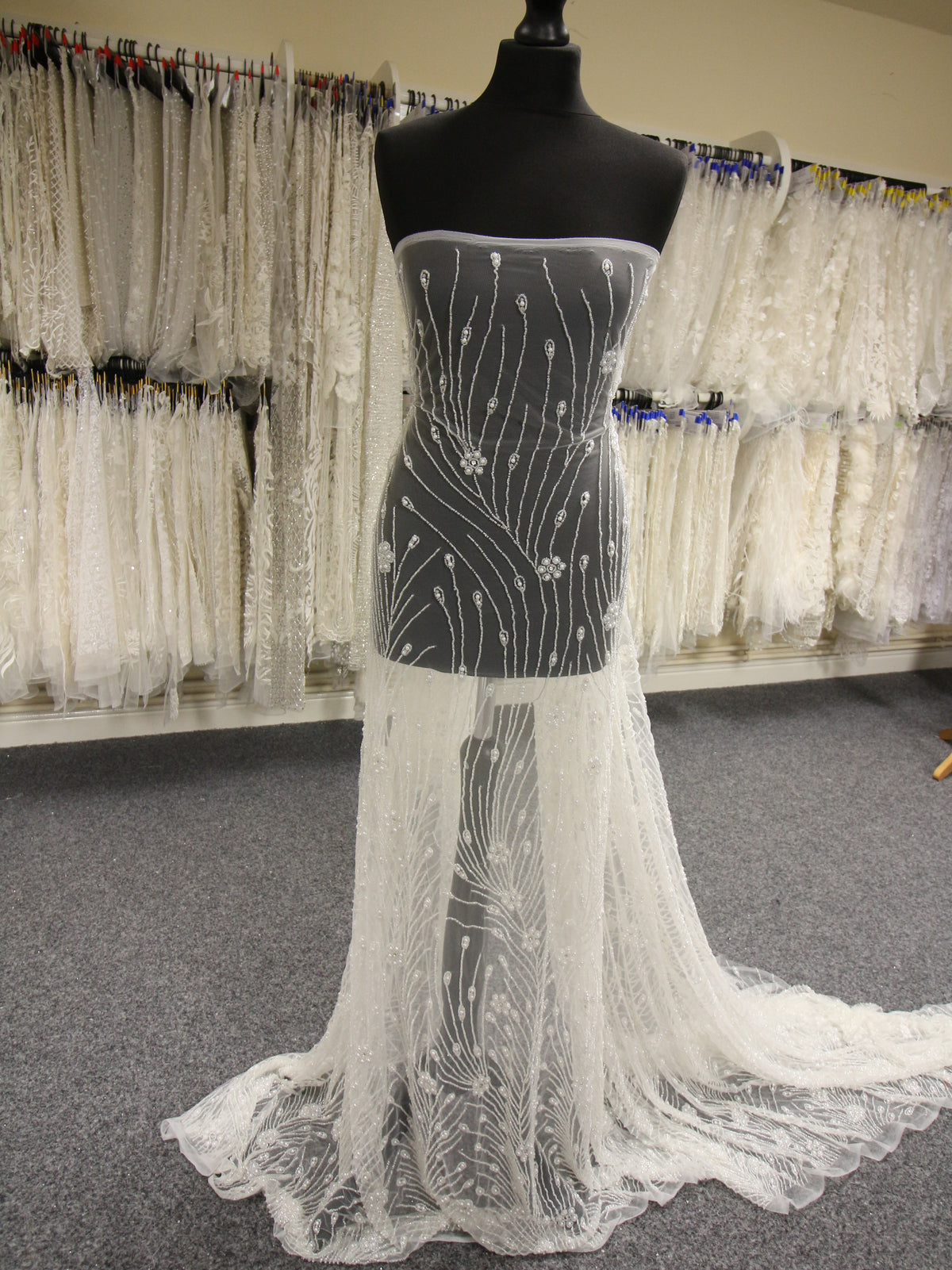 Ivory Hand Beaded Lace - Leandra