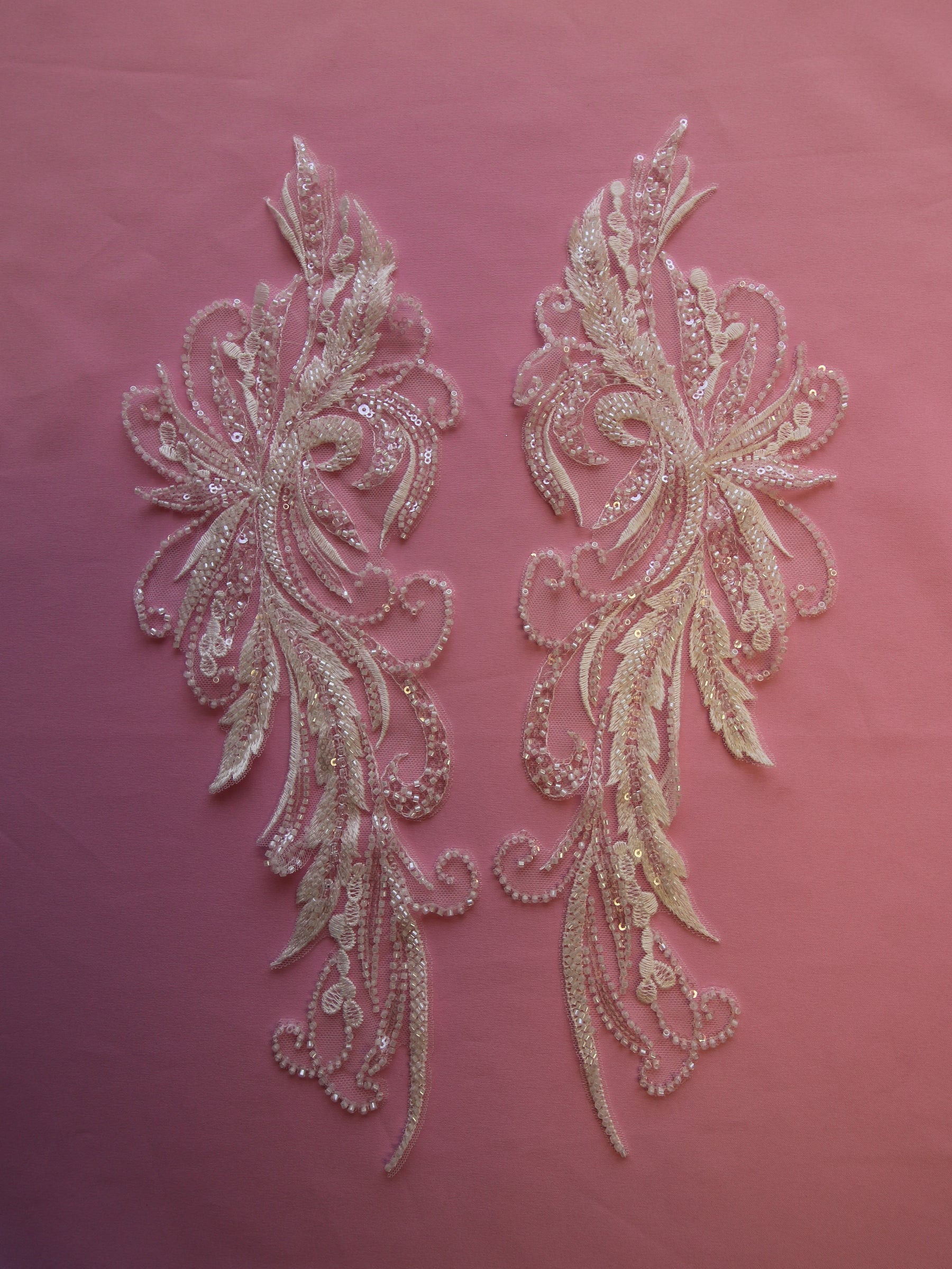 Ivory Beaded Lace Appliques - Larkspur