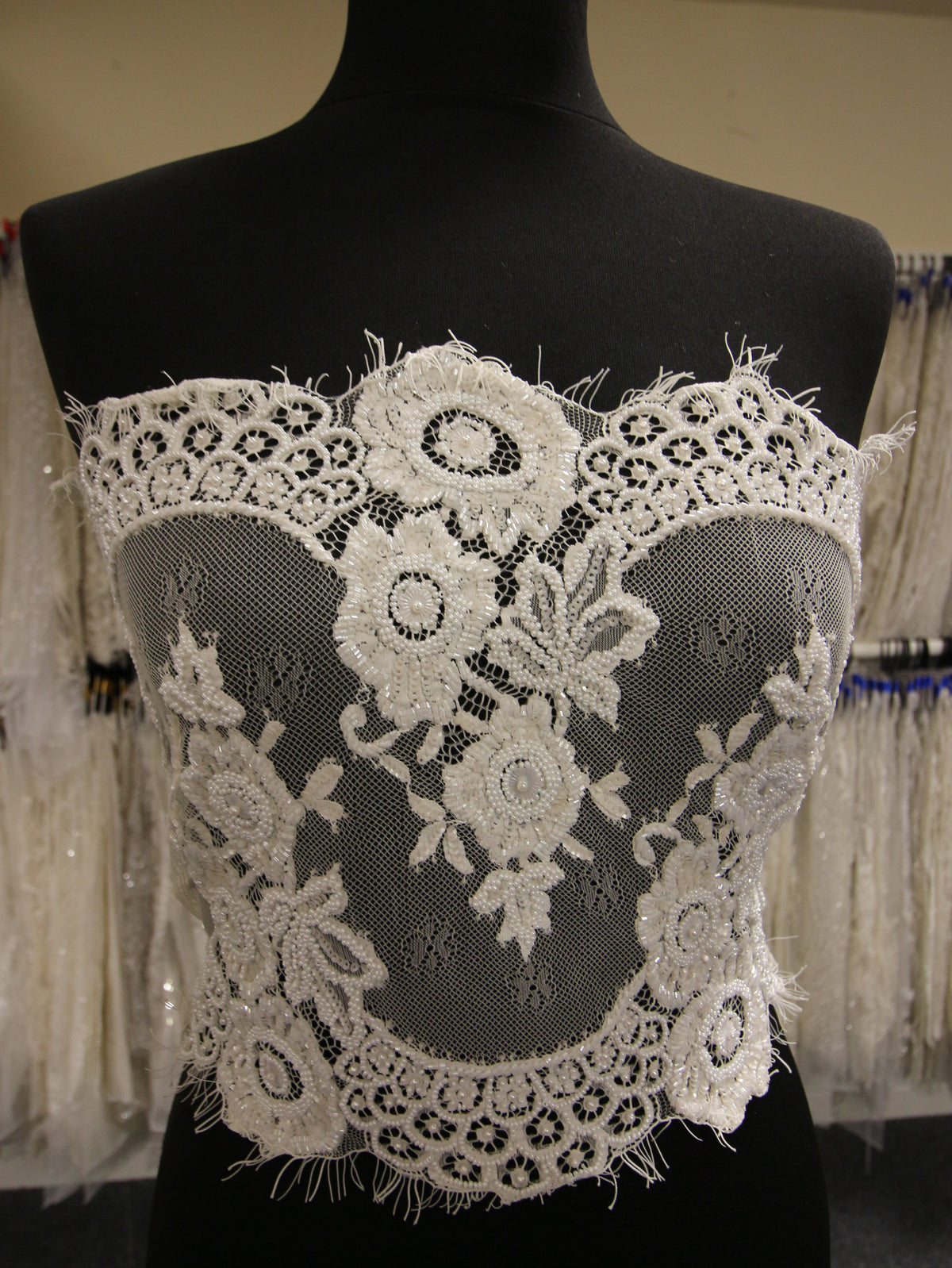 Ivory Beaded Lace Trim - Henna