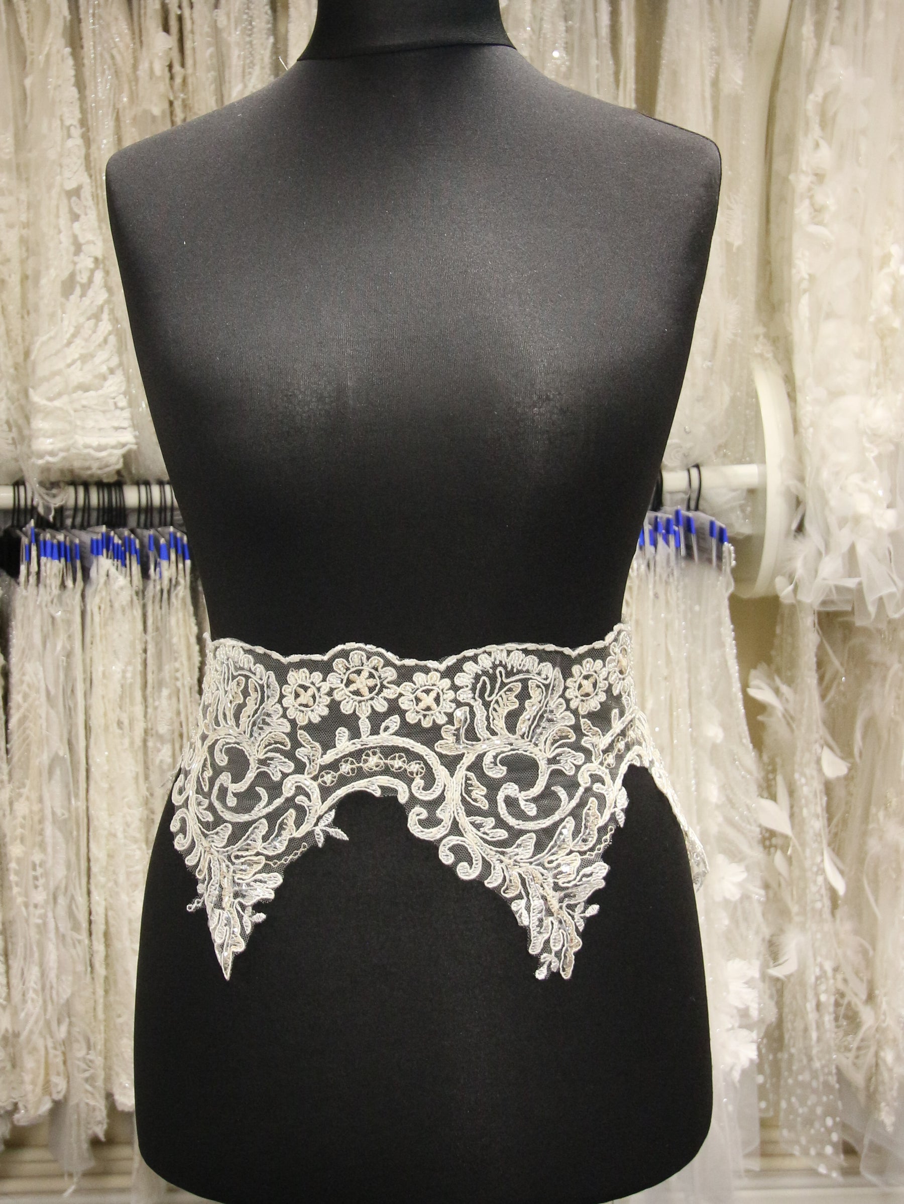 Ivory Beaded & Corded Lace Trim - Jessica