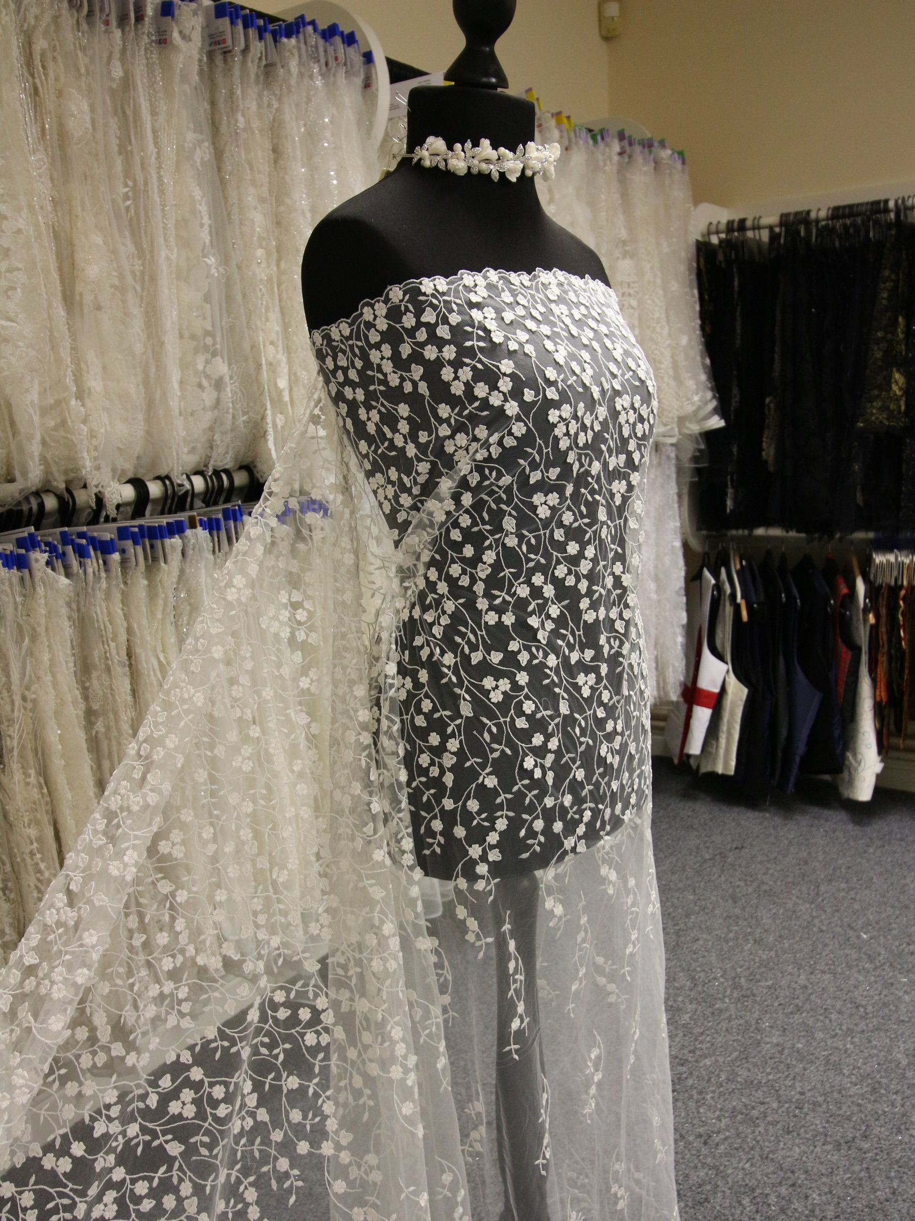 Ivory Embroidered Lace - Adebola