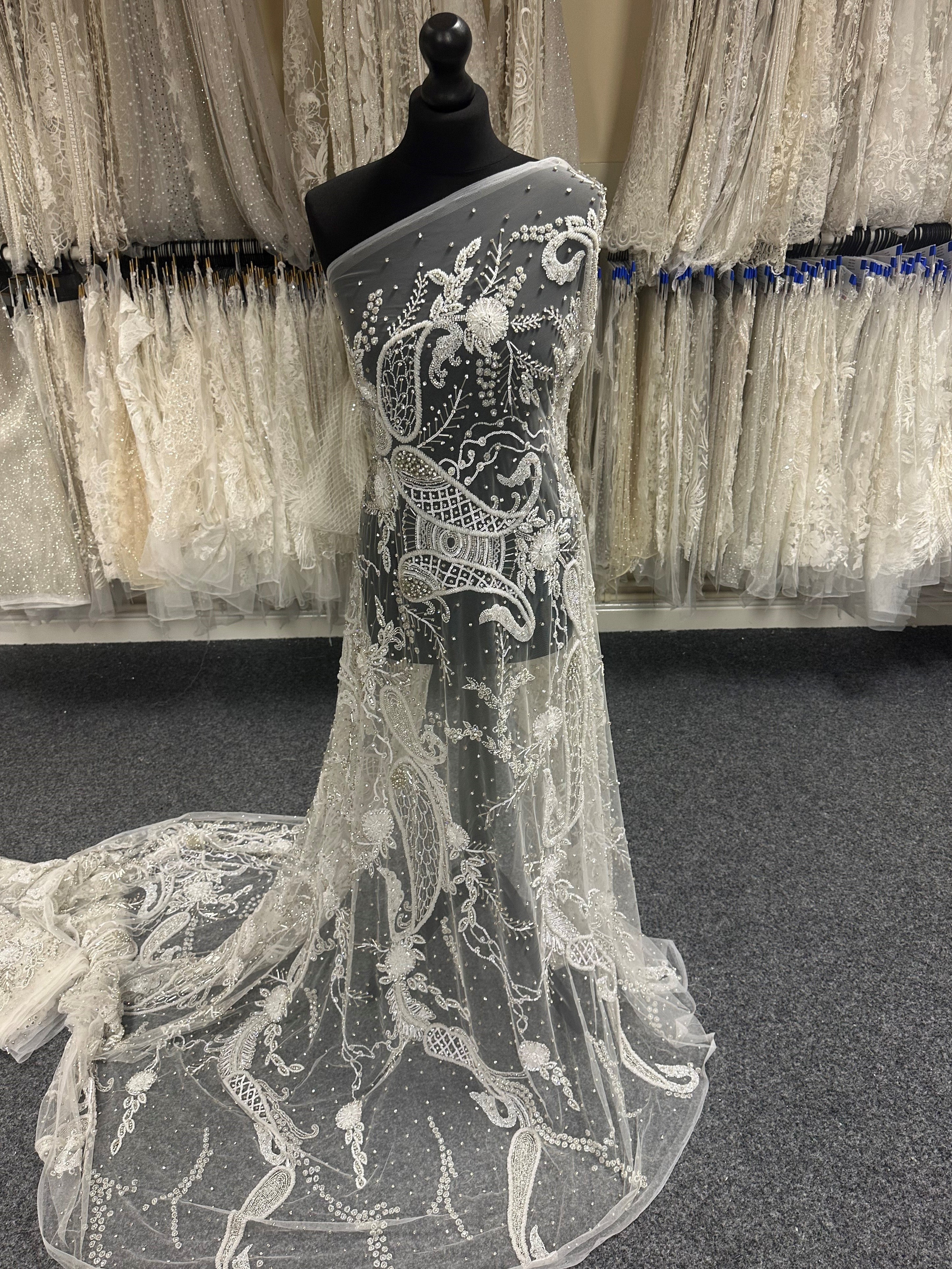 paisley lace wedding dress Ivory Beaded Paisley Bridal Fabrics Lace