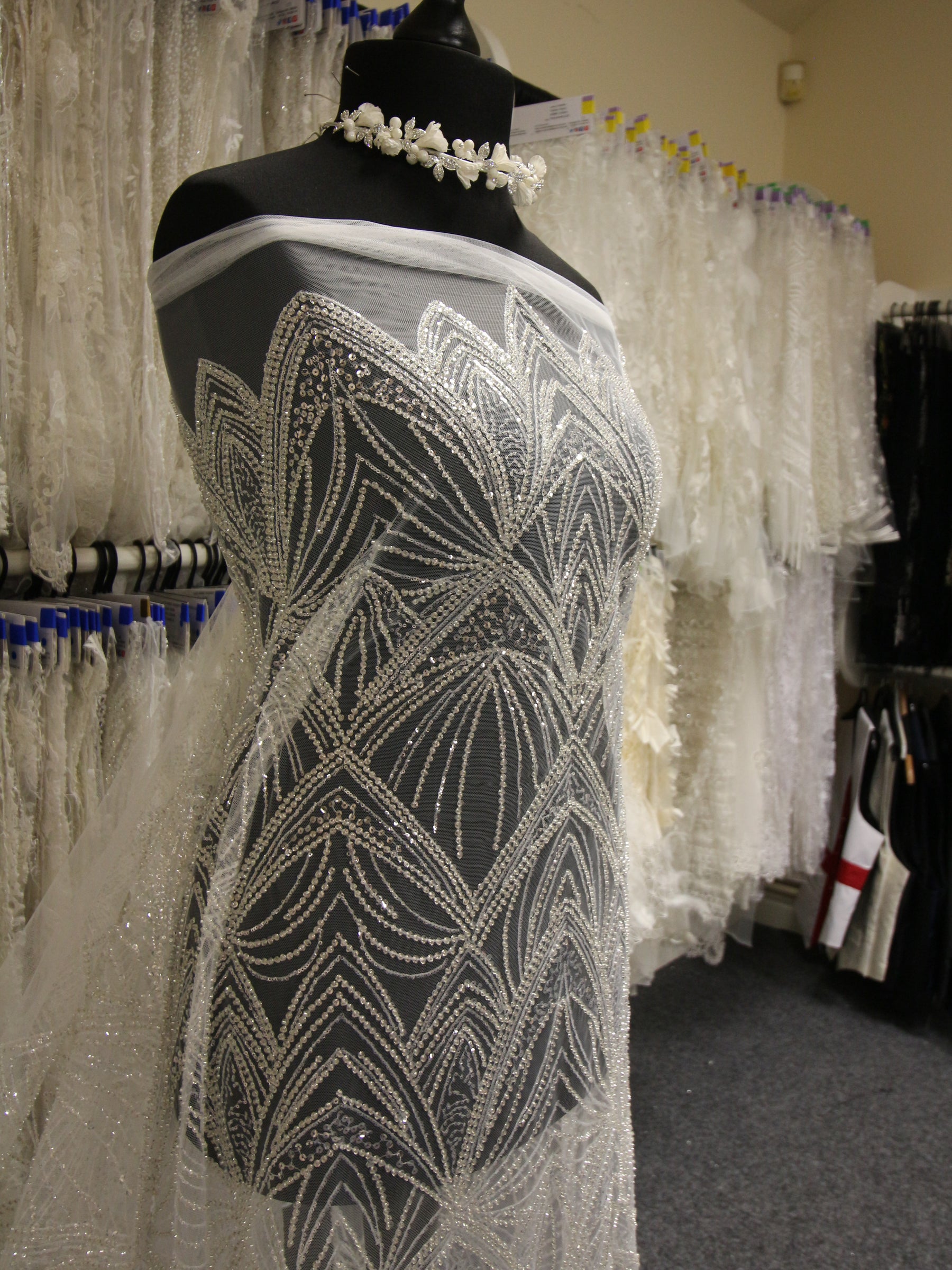 Ivory Beaded Lace - Armazda