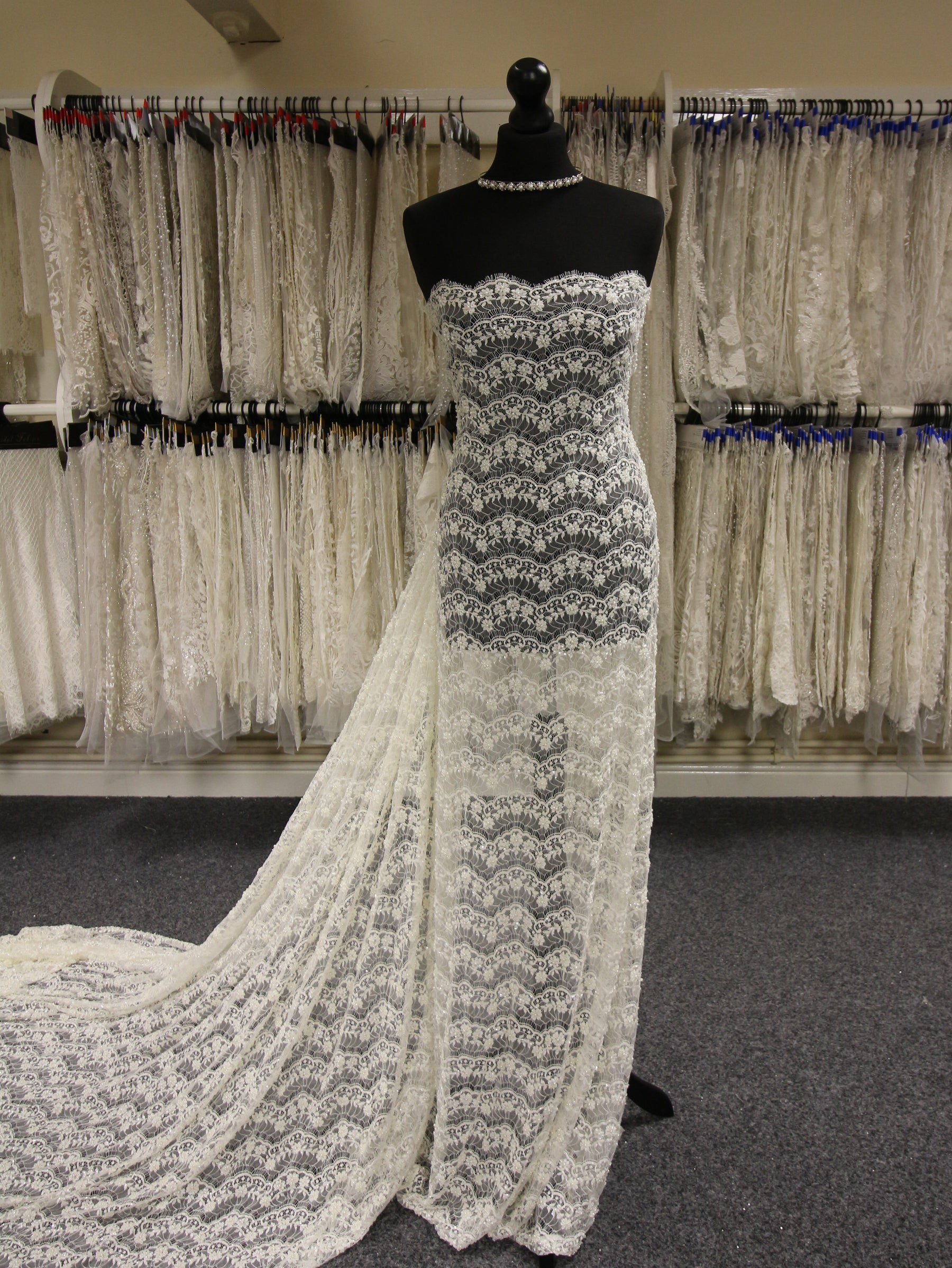 Ivory Beaded Lace - Celine