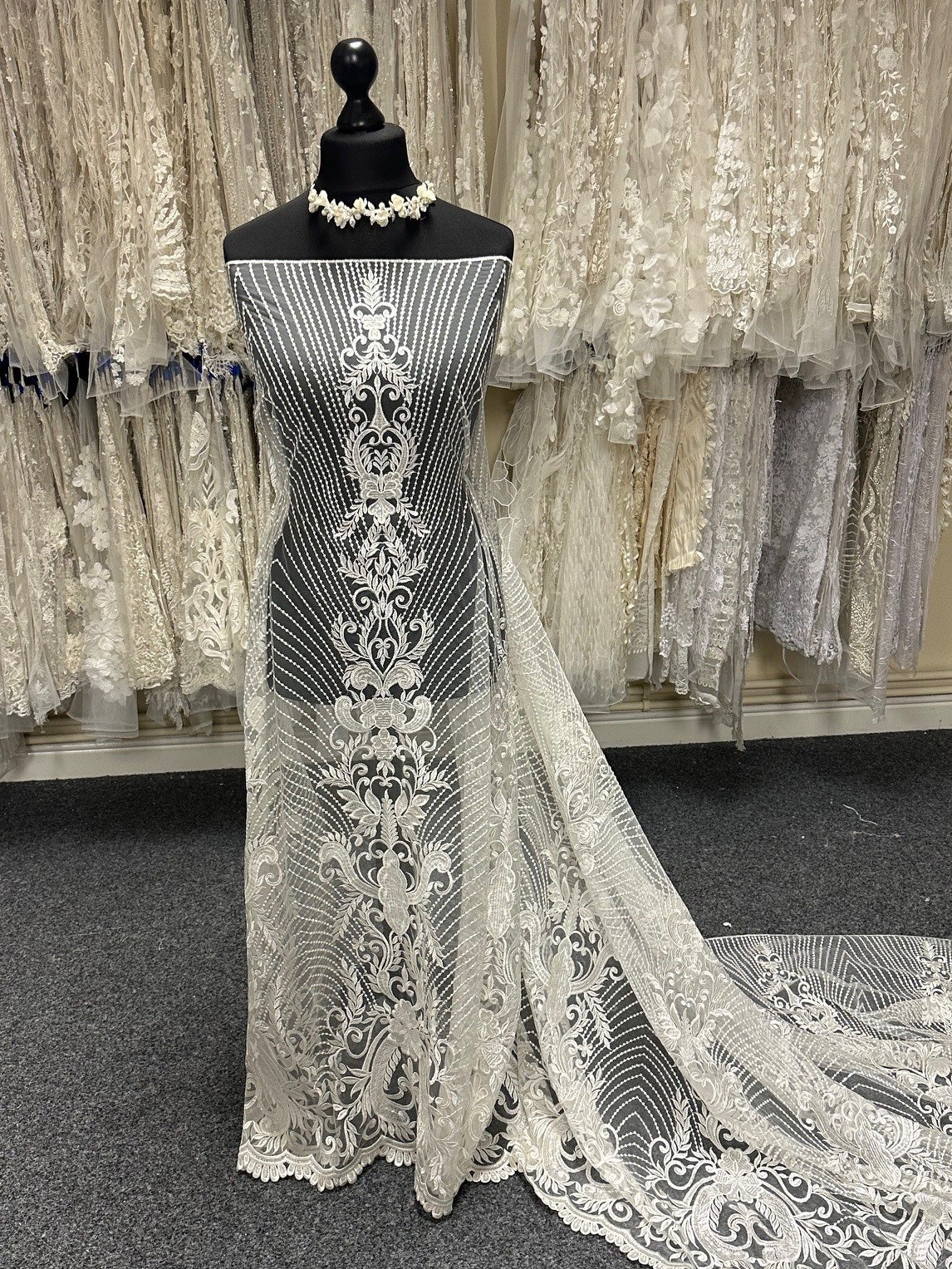 Ivory Sequinned Lace