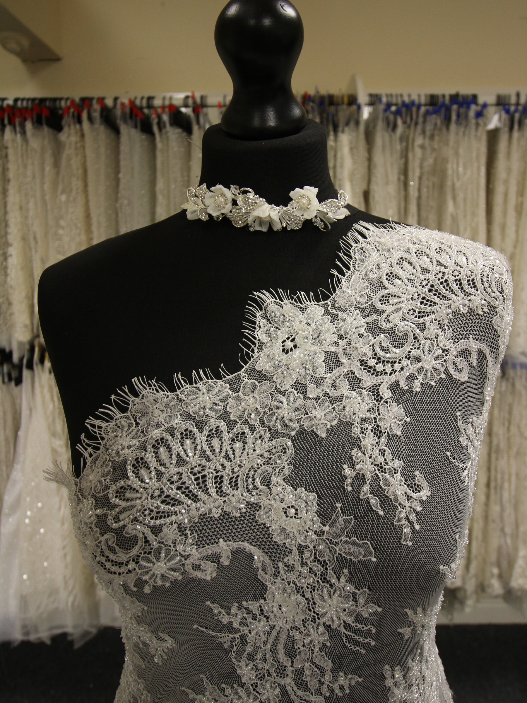 Ivory Hand Beaded Raschel Lace - Henley