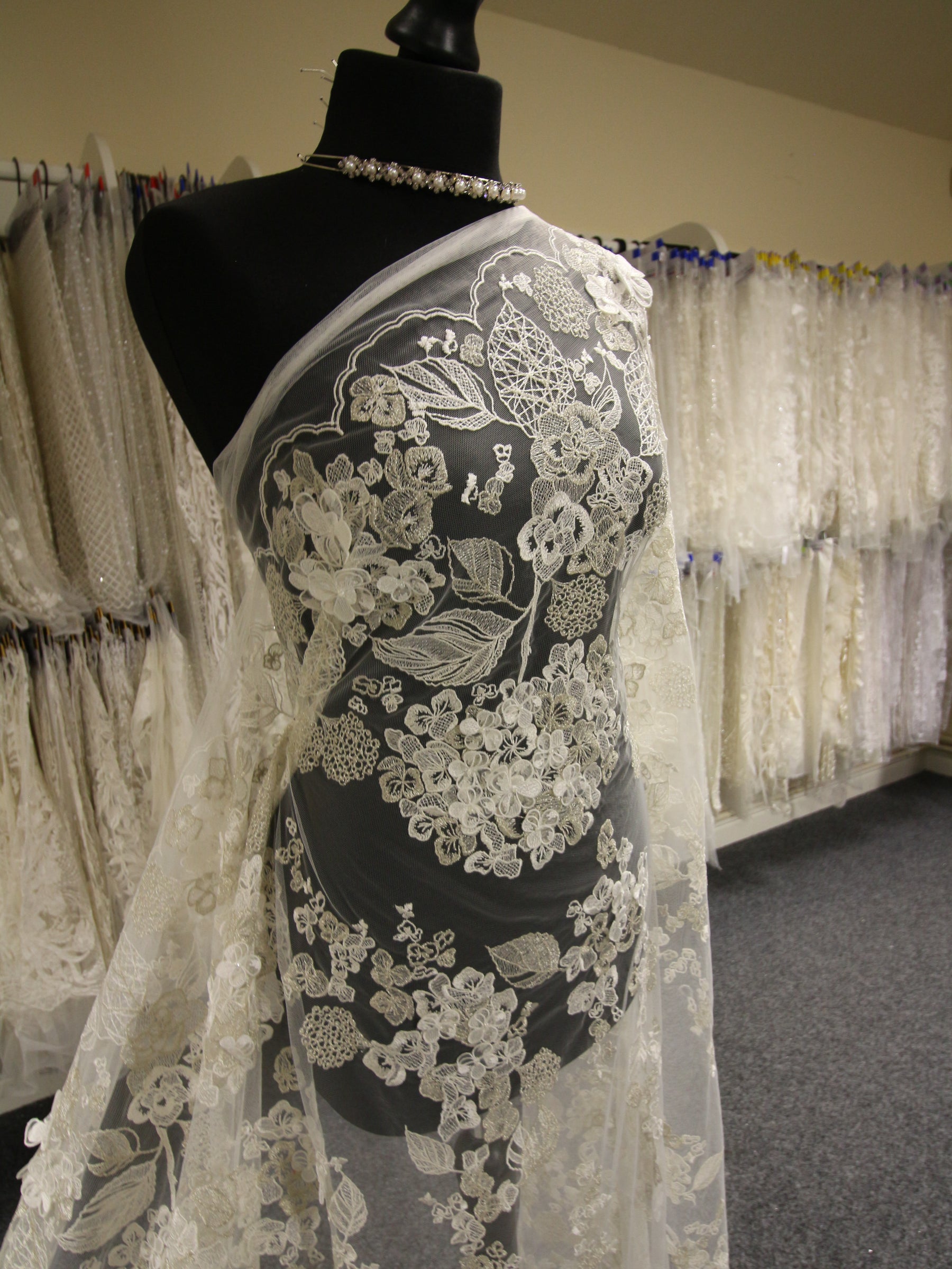 Ivory with Silver Embroidered Lace - Illaria