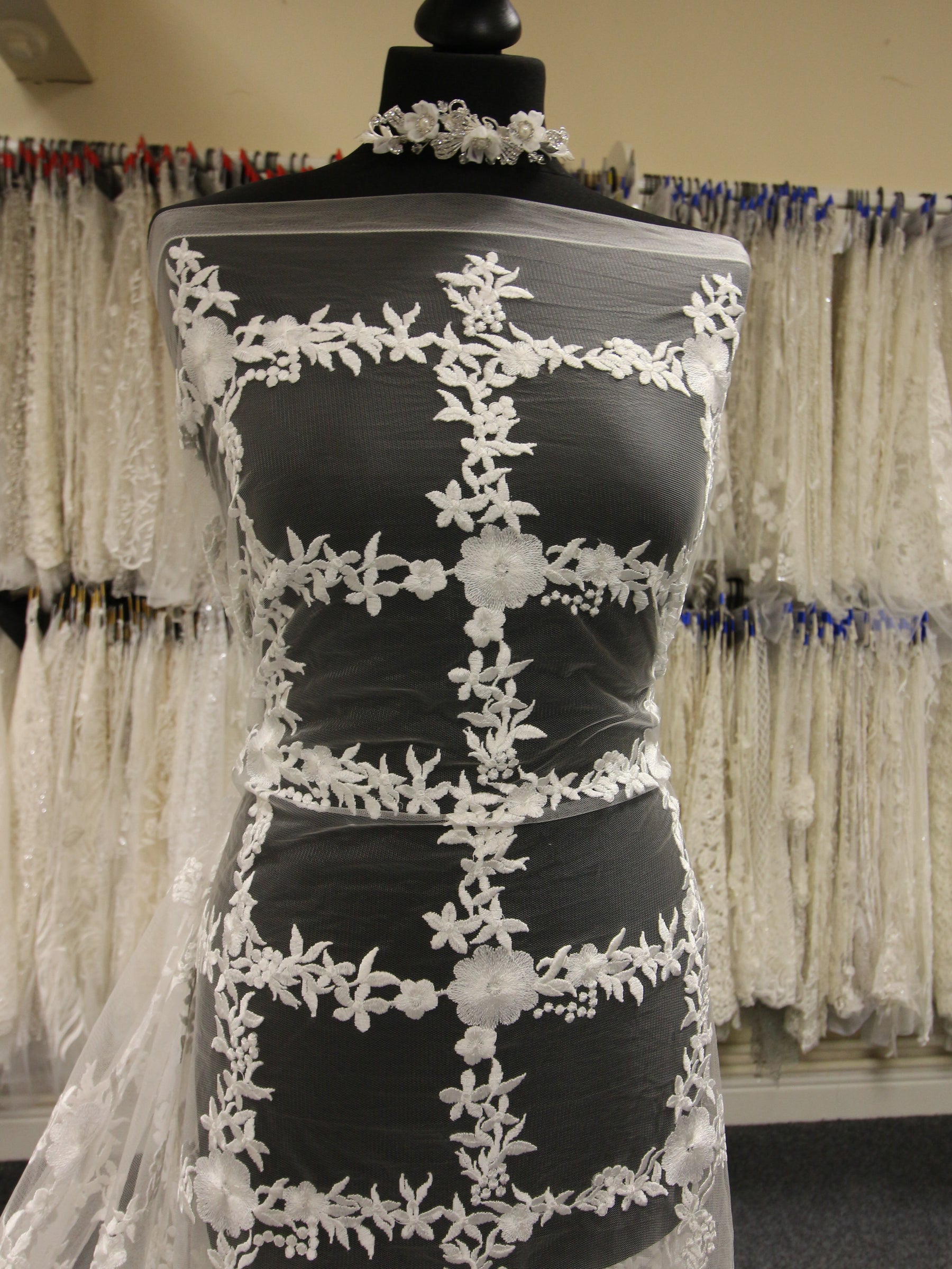 Ivory Embroidered Lace - Irene