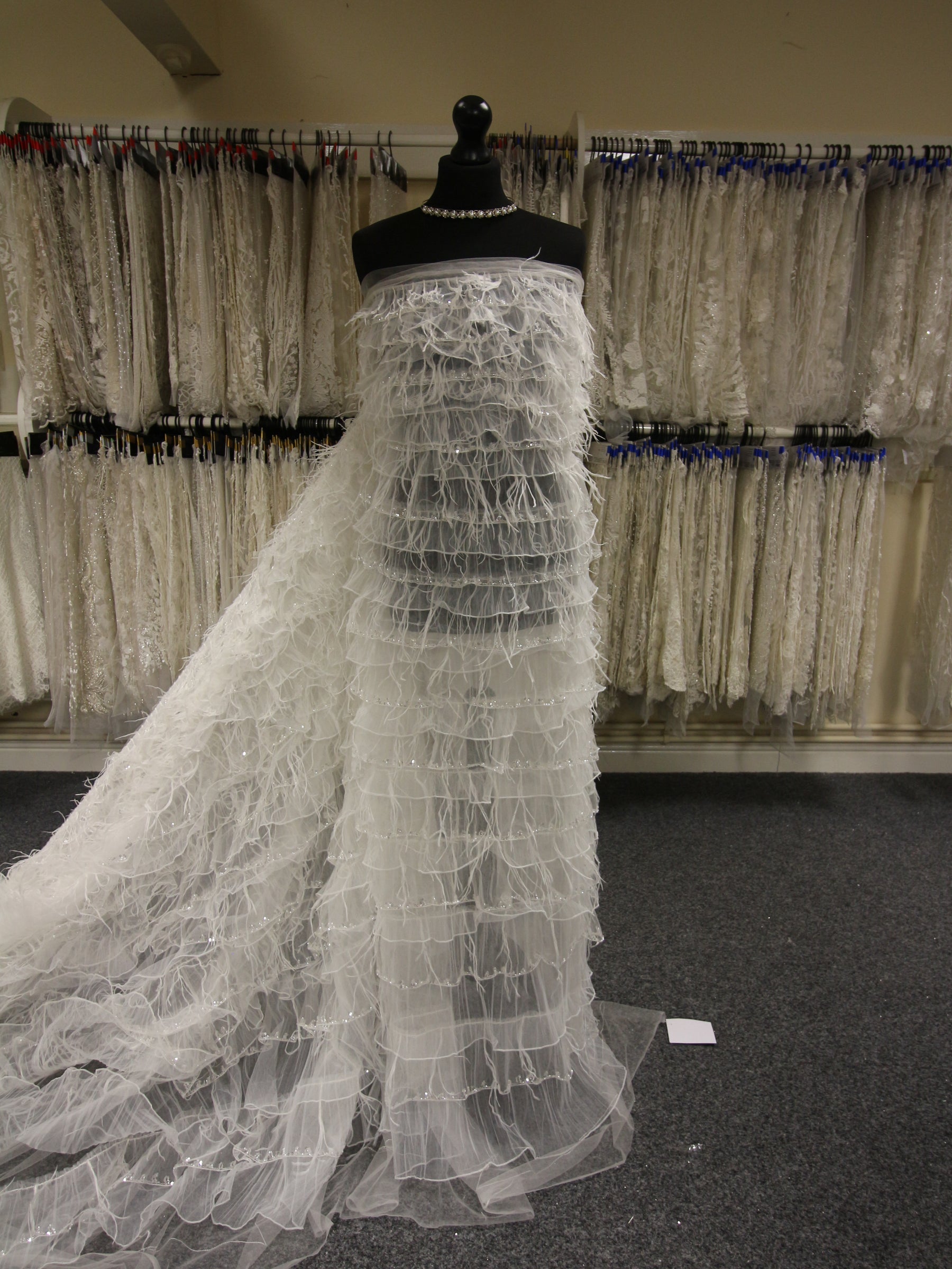 Ivory Pleated Feather Lace - Jules