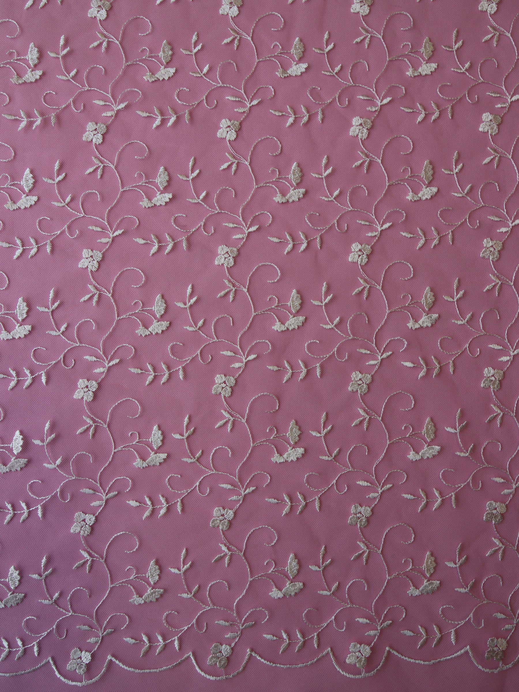 Ivory Embroidered Lace - Lake