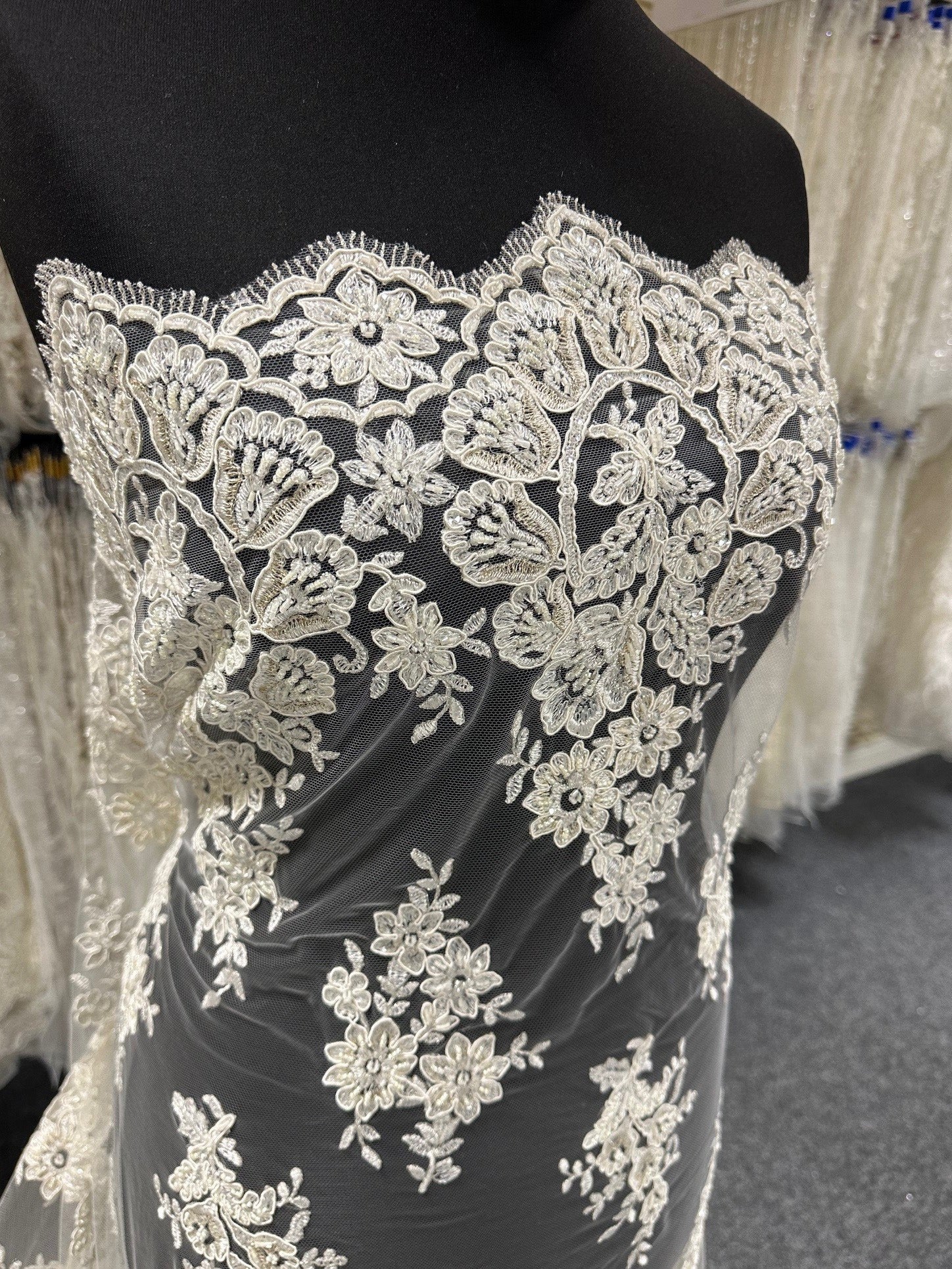 Ivory Corded & Beaded Lace - Madeleine