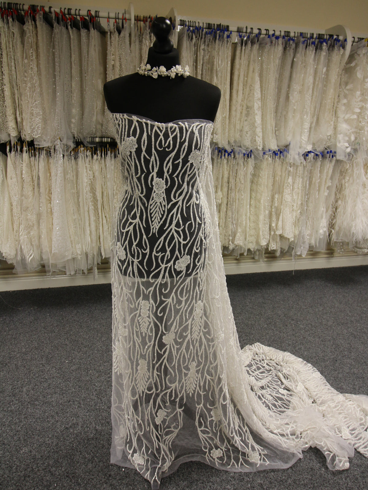 Ivory Hand Beaded Lace - Nabeela