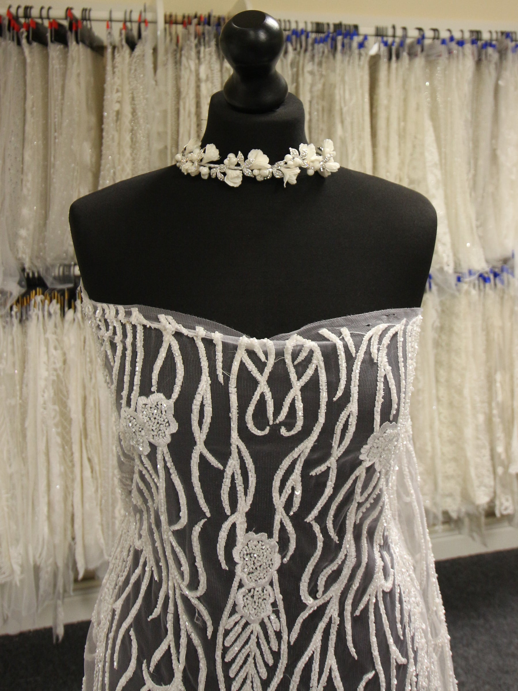 Ivory Hand Beaded Lace  - Nabeela