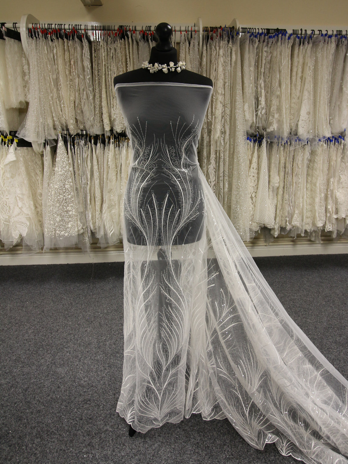 Ivory Sequin Embroidered Lace - Urbi