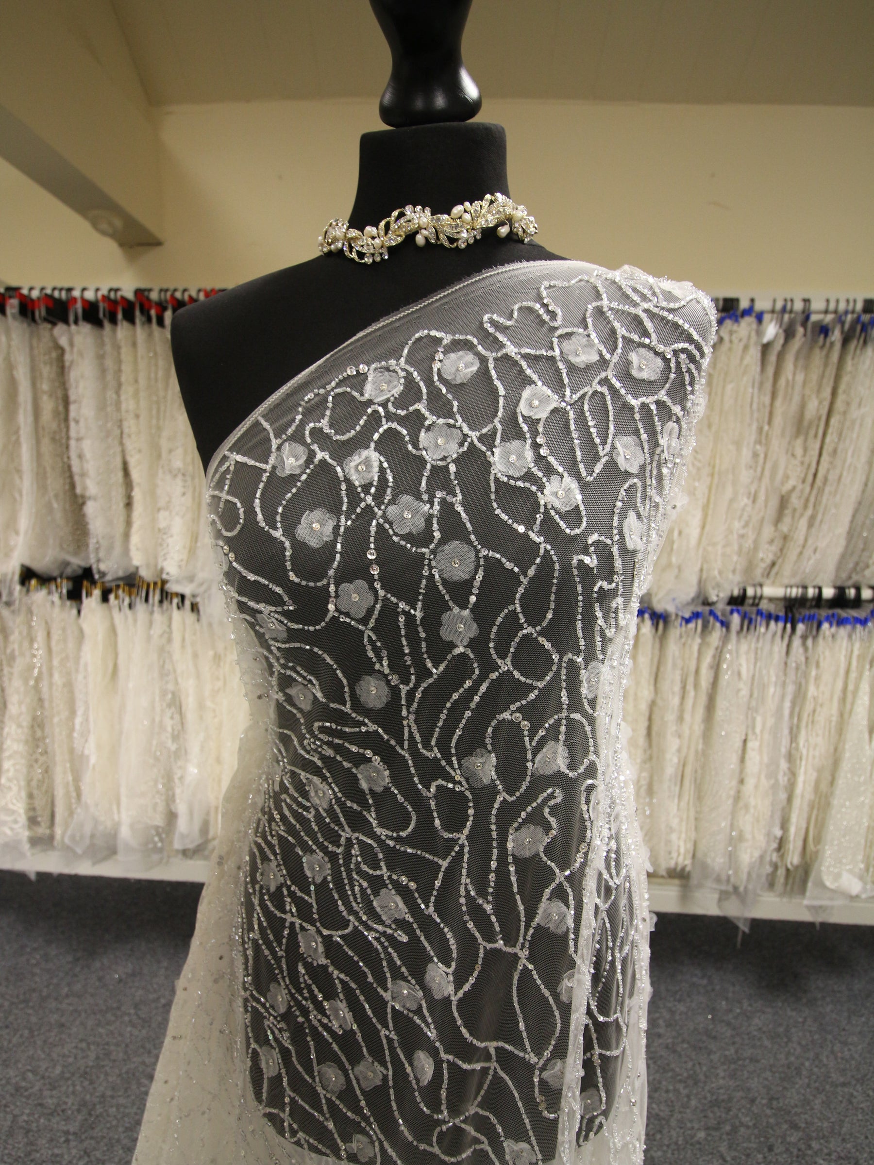 Ivory Beaded Lace - Zundira