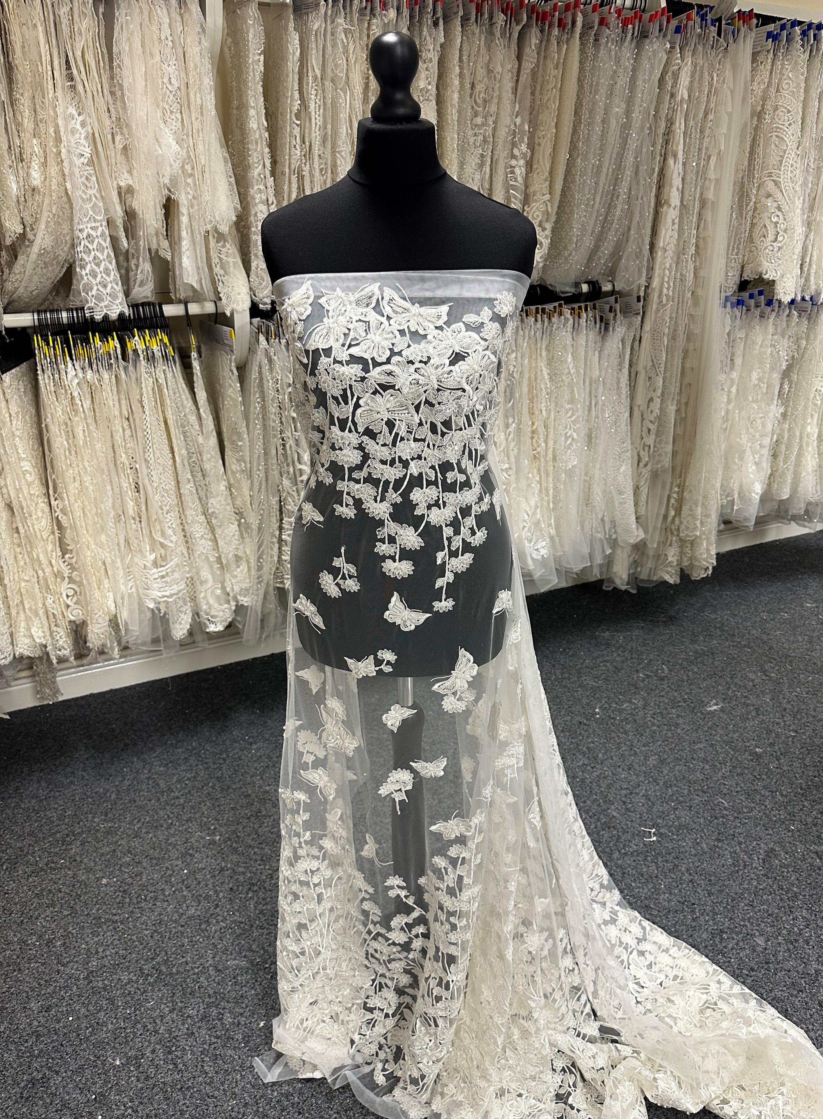 h and m lace wedding dress Ivory Embroidered Bridal Fabrics Lace