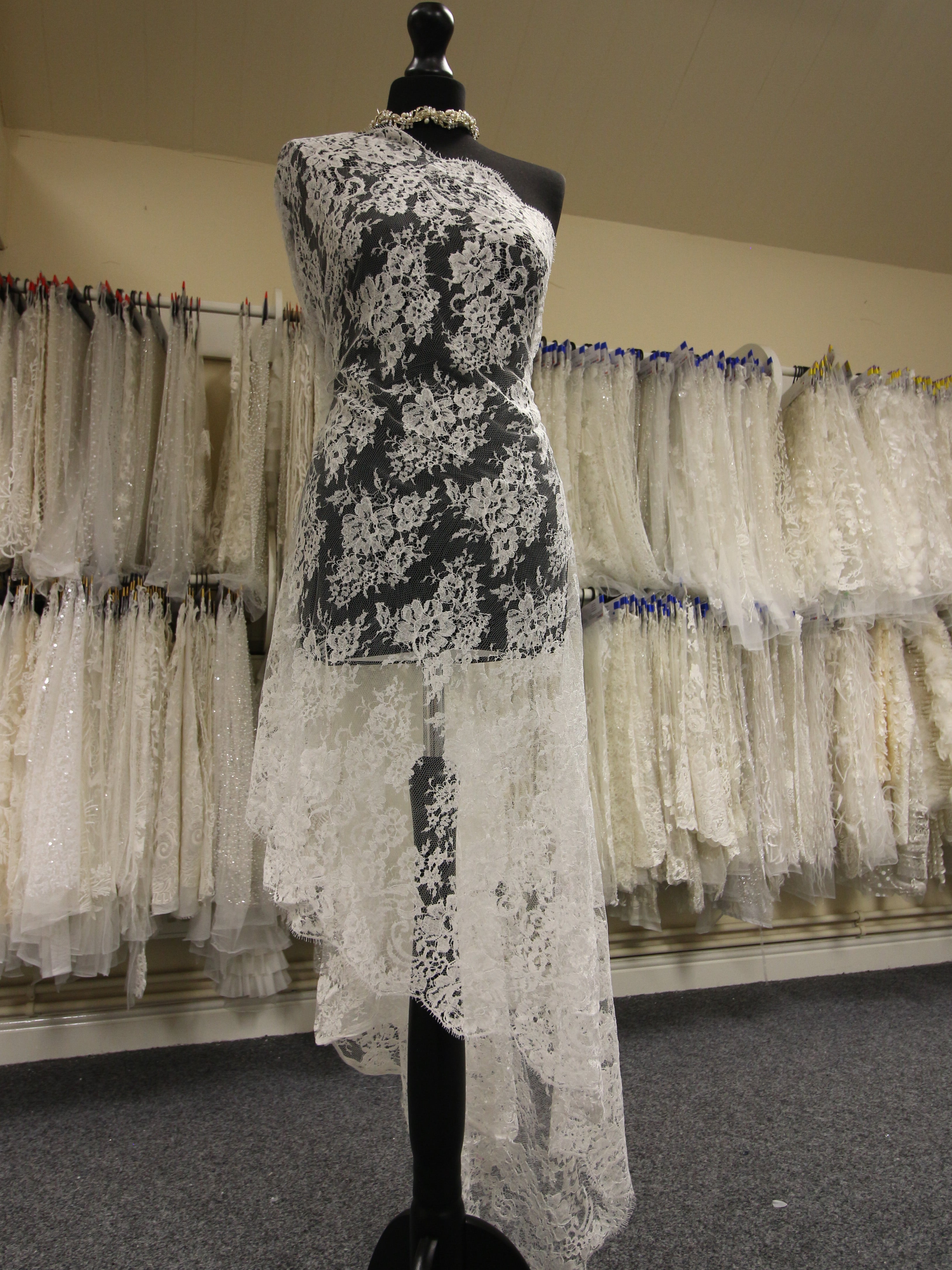 chantilly lace dress wedding | Wedding outfits for bride 25% Cotton Ivory Chantilly Lace - Serenity