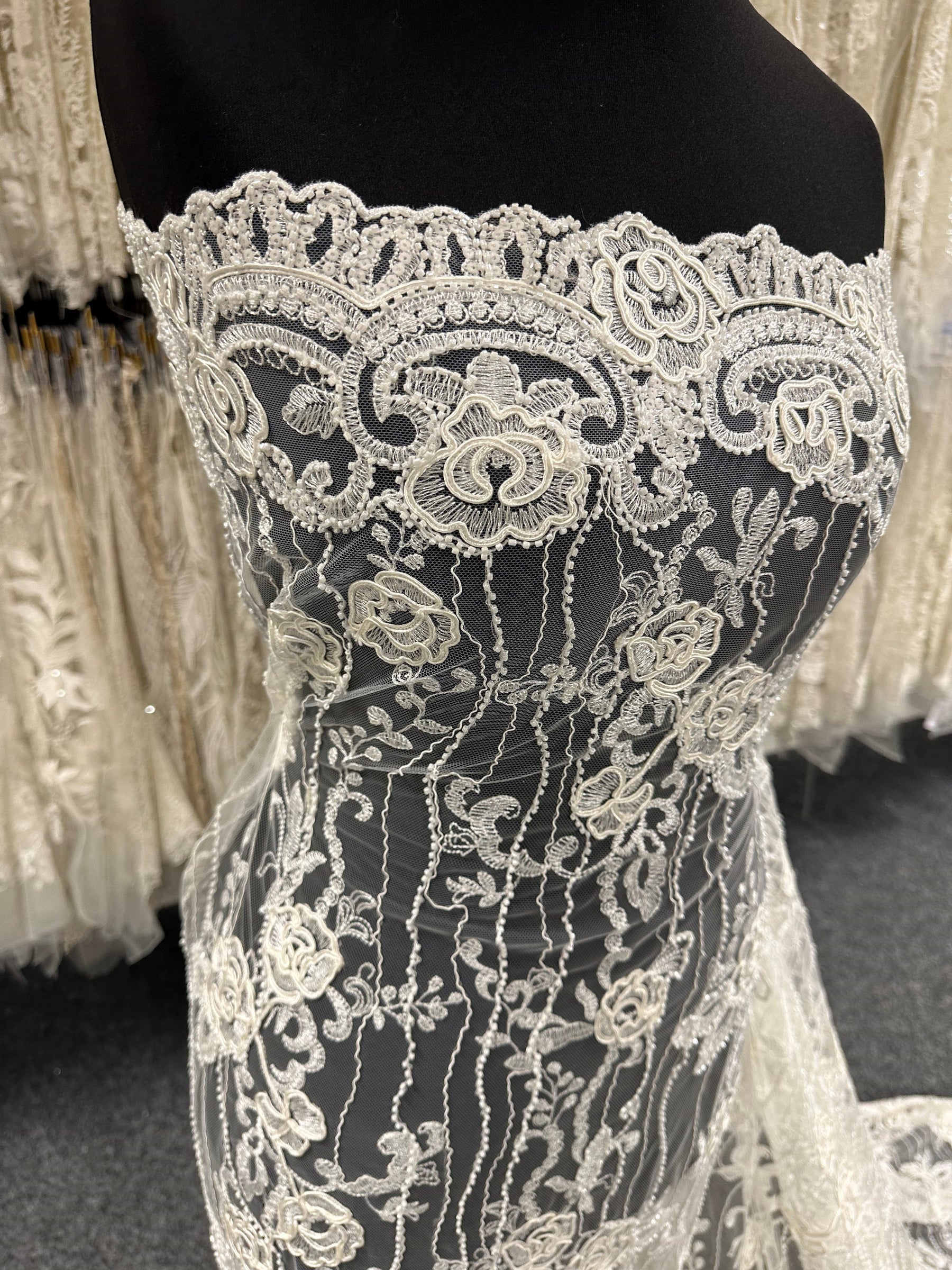 Ivory Corded and Beaded Lace – Rochelle