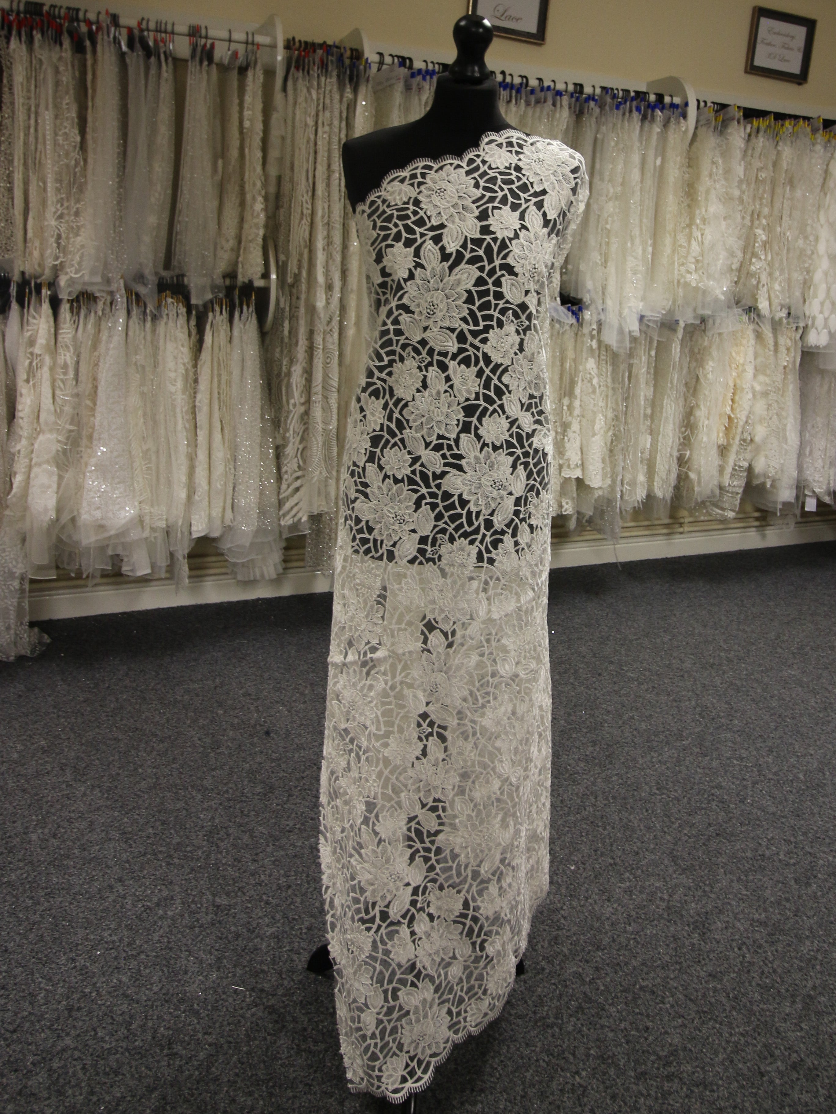 Ivory Embroidered Lace Alessia