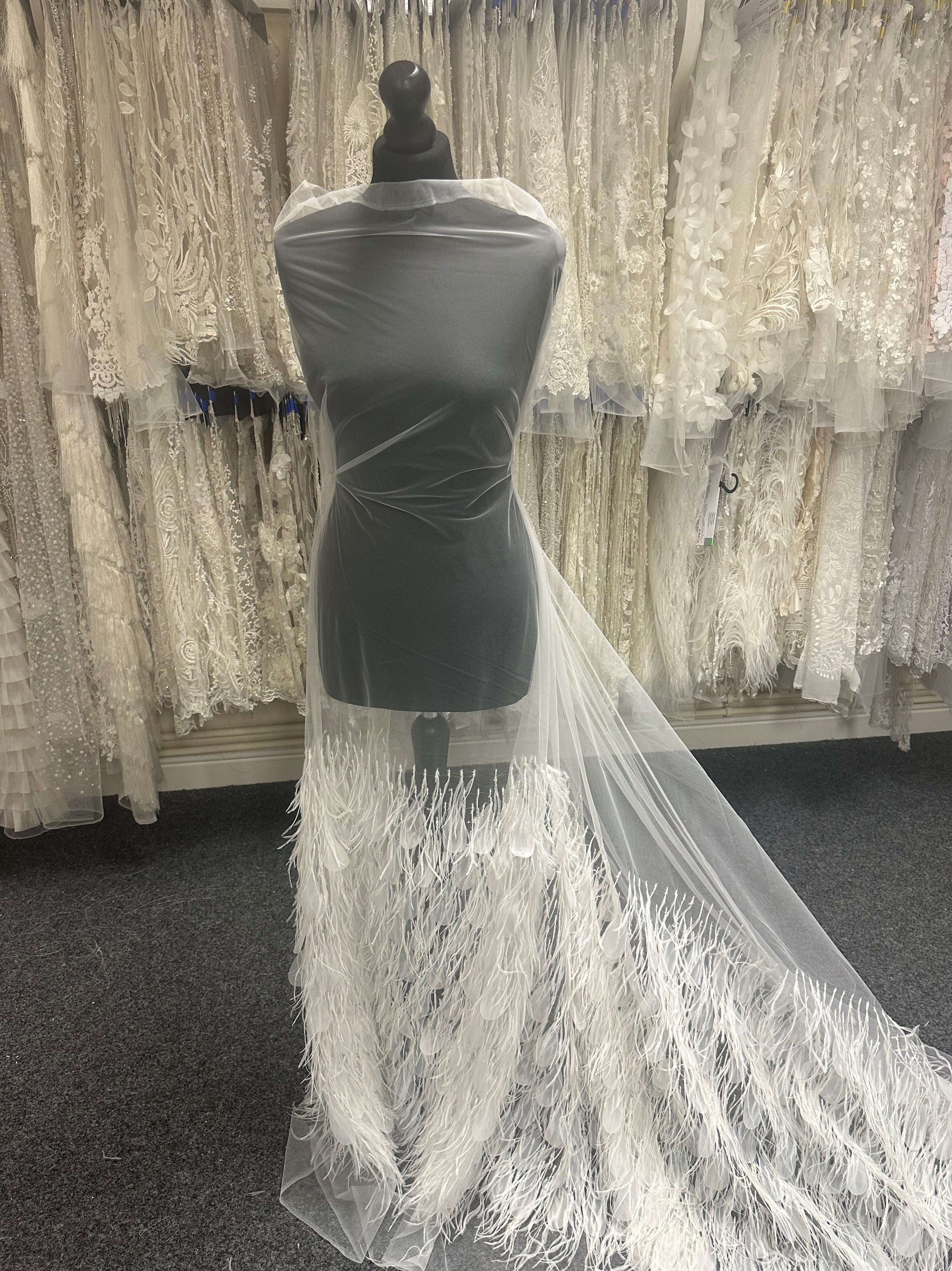 bridal dress with feathers Ivory Feather Tulle Elopement Dress 26 Fabulous Feathered Wedding Dresses
